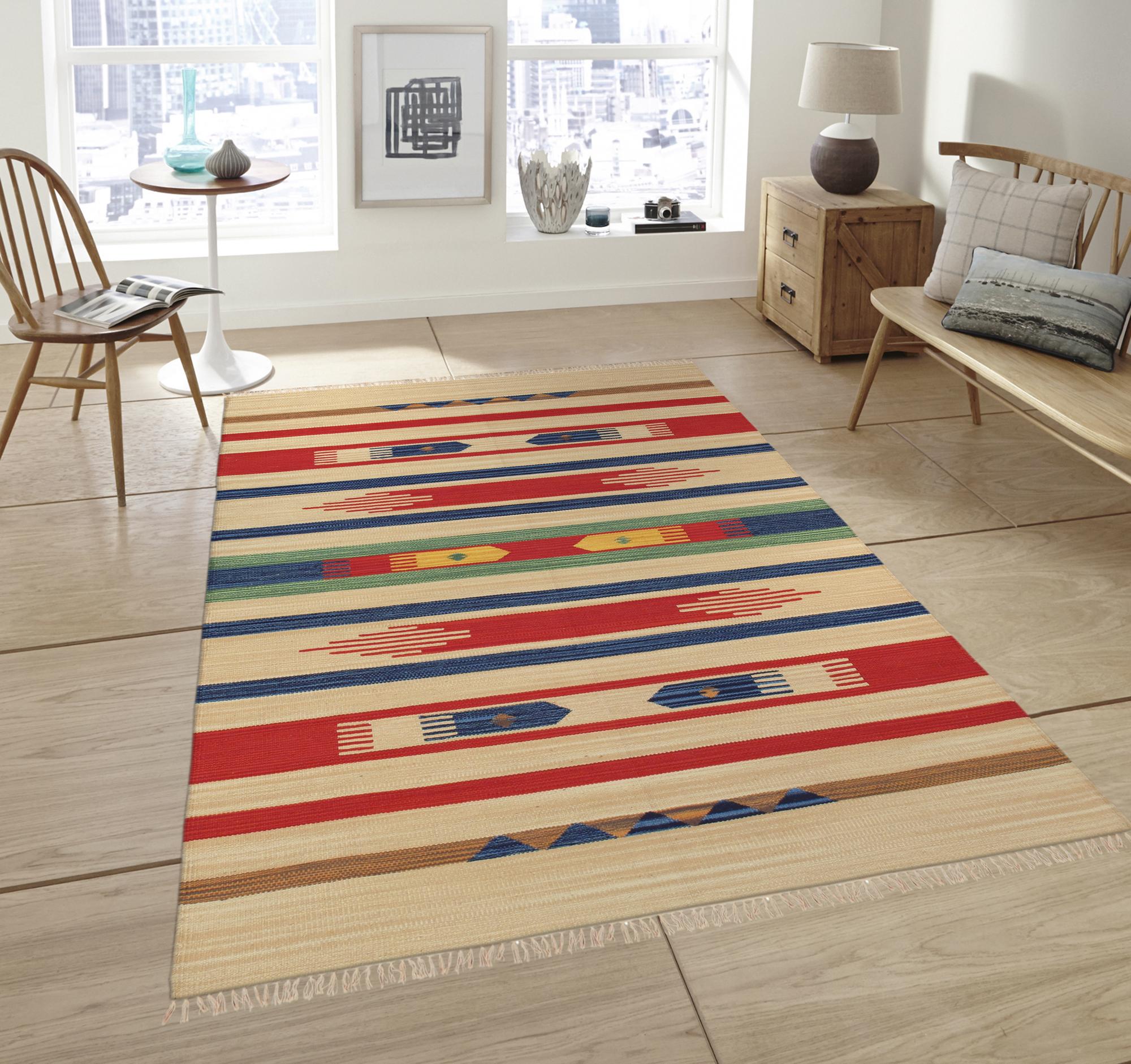 Pasargad Anatolian Collection Flat Weave Cotton Area Rug - Beige/Multi, 120" x 120" (pbb-04 10x10)