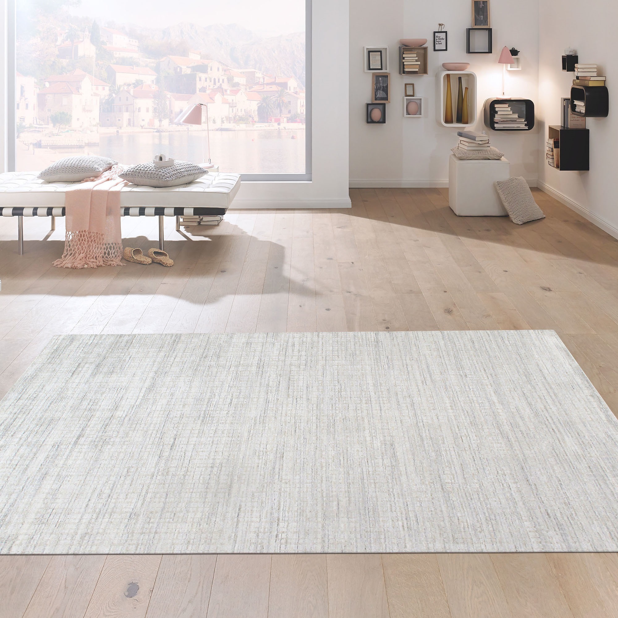 Pasargad Slate Collection Hand-Loomed Bamboo Silk/Wool Area Rug - Ivory/Beige, 144" x 180" (pbfe-02 12x15)