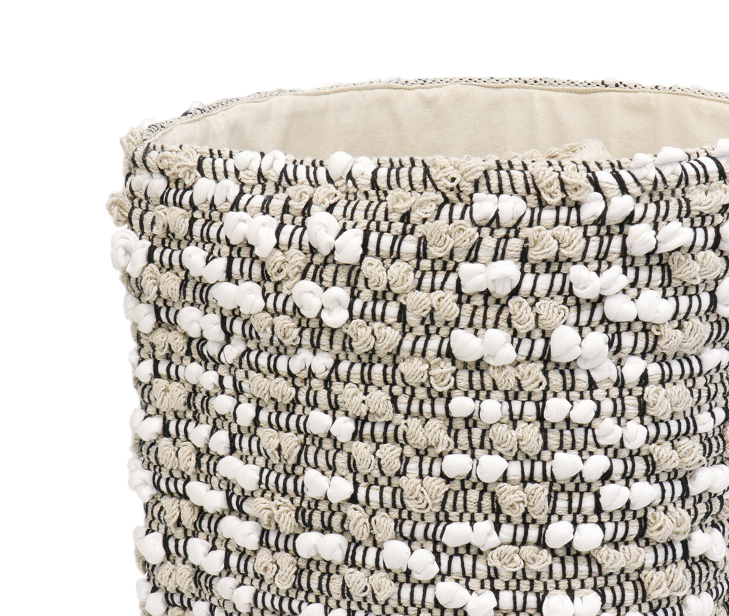 Pasargad Grand Canyon Large Basket - Beige/White, Cotton