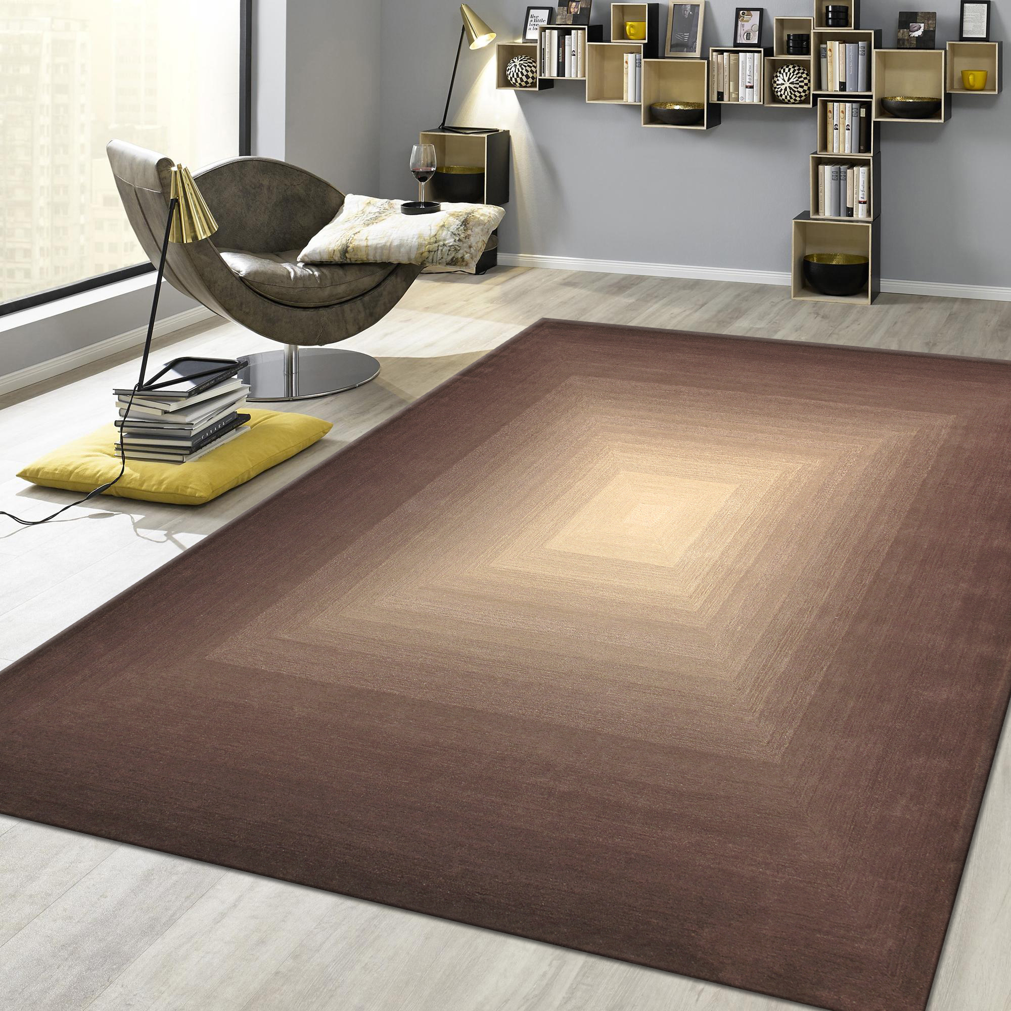 Pasargad - Rodeo Collection Hand-Tufted Bamboo Silk/Wool Area Rug in Brown/Ivory, 117" x 165" (pcc-03 10x14)