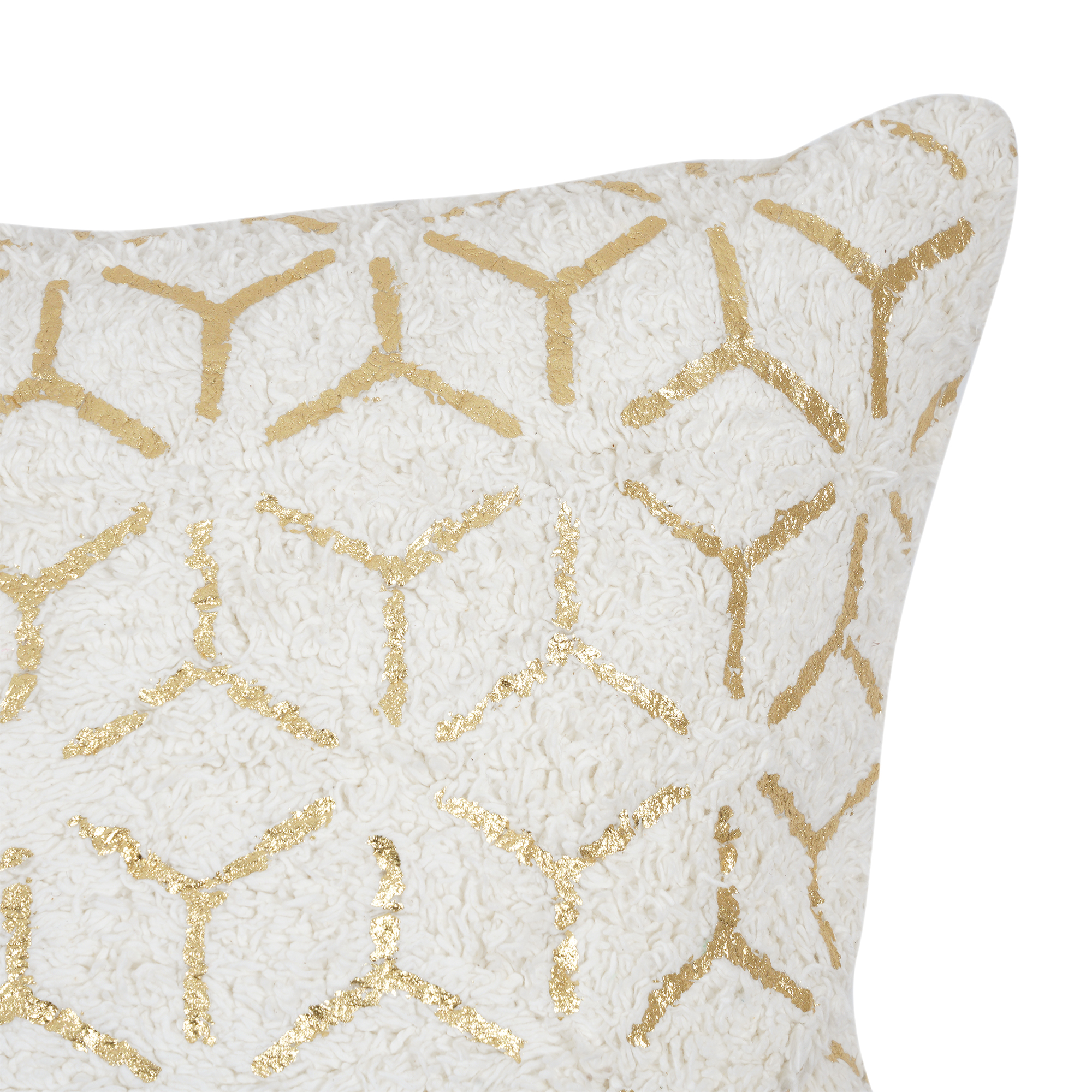 Pasargad - Grand Canyon Square Pillow in White/Gold, Cotton