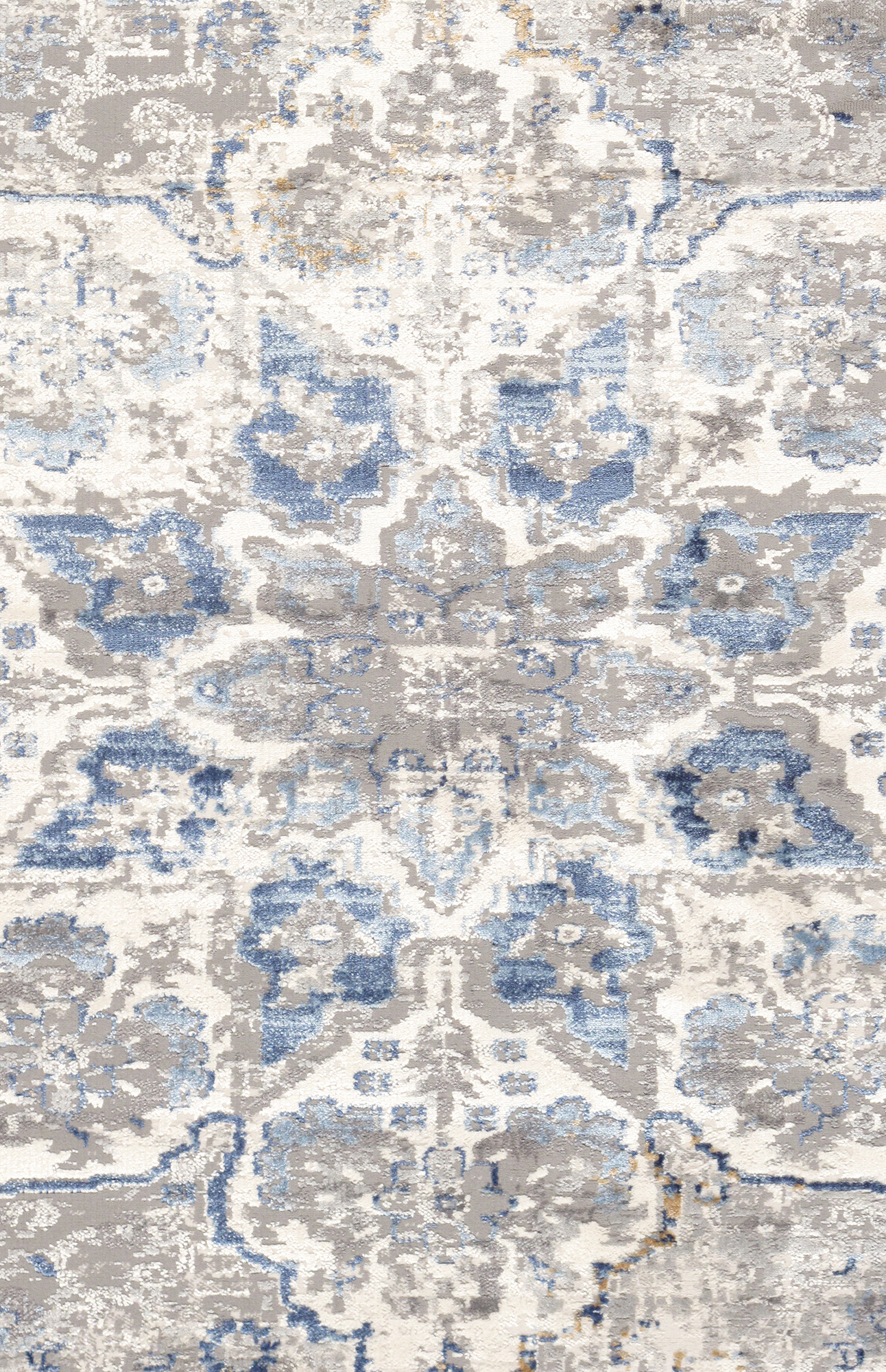 Pasargad Efes Collection Power Loom Polypropylene/Polyester Area Rug - L. Gray/Blue, 30" x 120" (pd-167b 2.6x10)