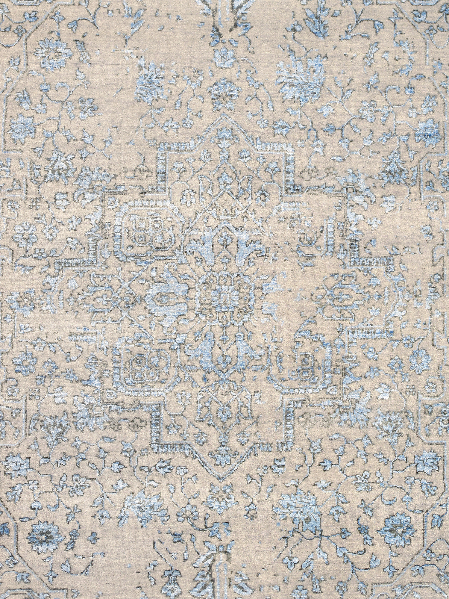 Pasargad - Transitional Collection Hand-Knotted Bamboo Silk/Wool Area Rug in Silver/L. Blue, 69" x 108" (pdc-1866 6x9)