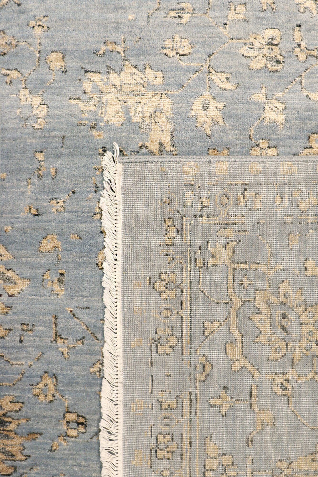 Pasargad - Transitional Collection Hand-Knotted Bamboo Silk/Wool Area Rug in L. Blue/Gold, 107" x 141" (pdc-1980 9x12)