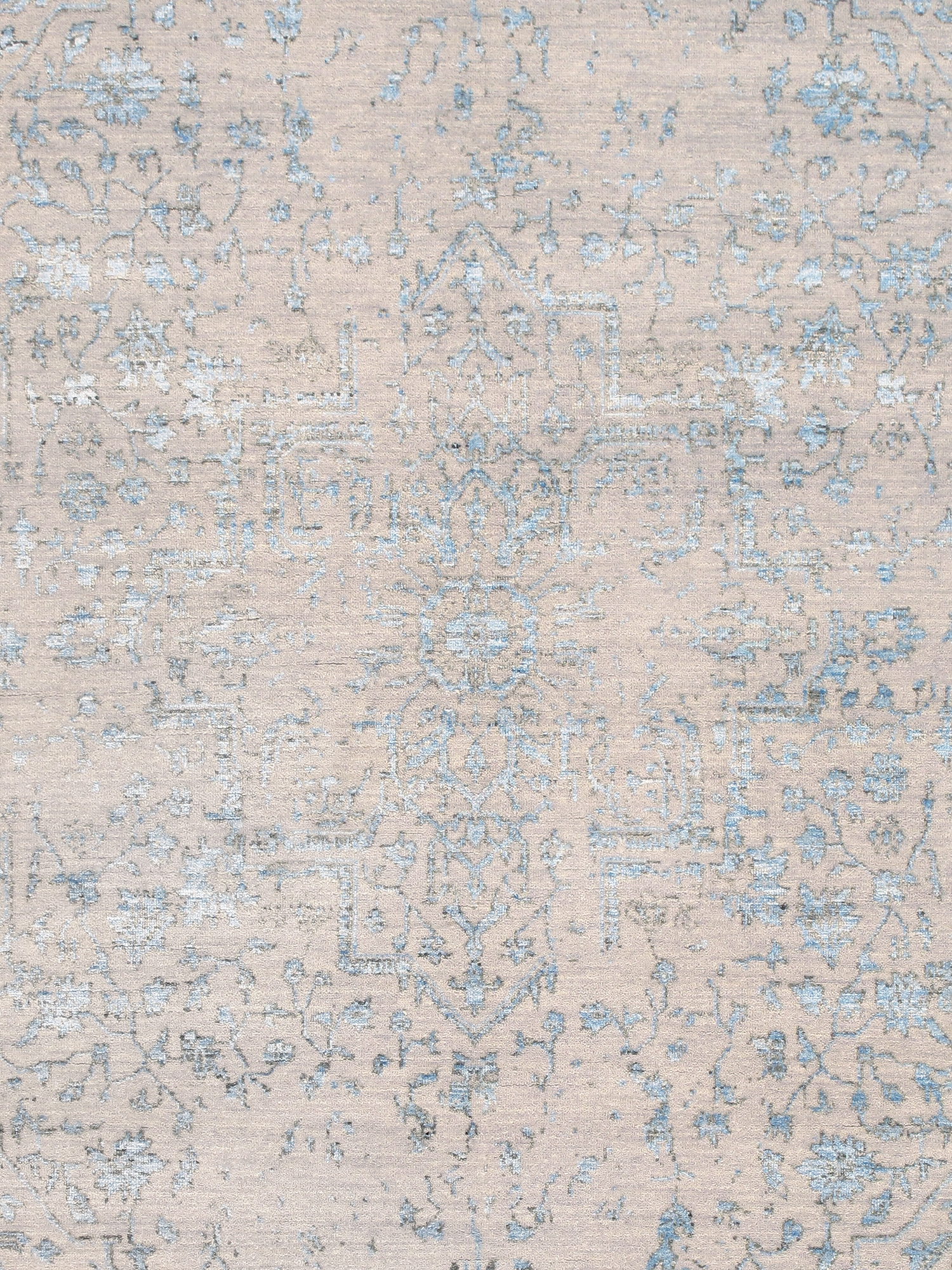 Pasargad - Transitional Collection Hand-Knotted Bamboo Silk/Wool Area Rug in Silver/L. Blue, 71" x 108" (pdc-245 6x9)