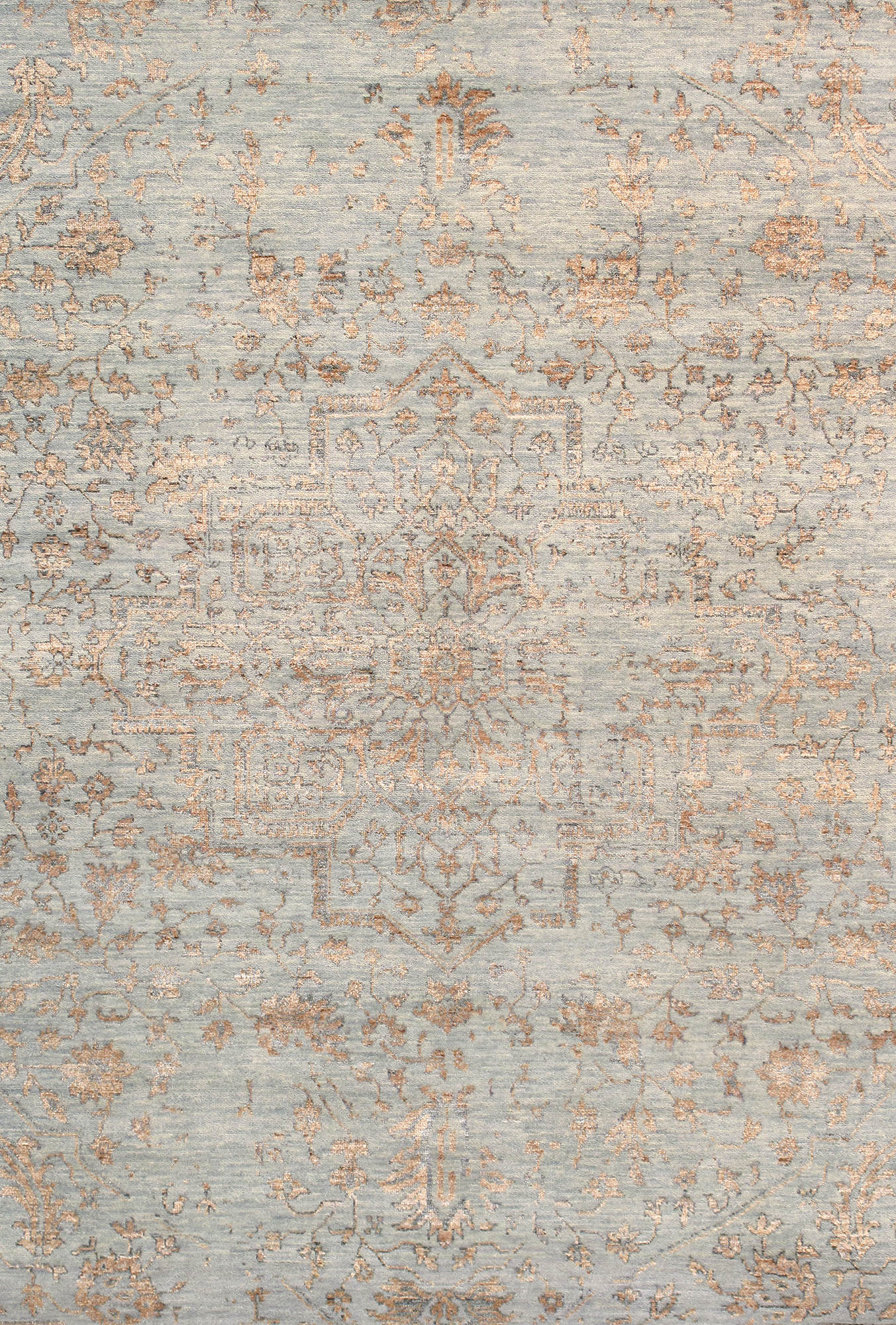 Pasargad - Transitional Collection Hand-Knotted Bamboo Silk/Wool Area Rug in Blue/Gold, 93" x 120" (pdc-2779 8x10)