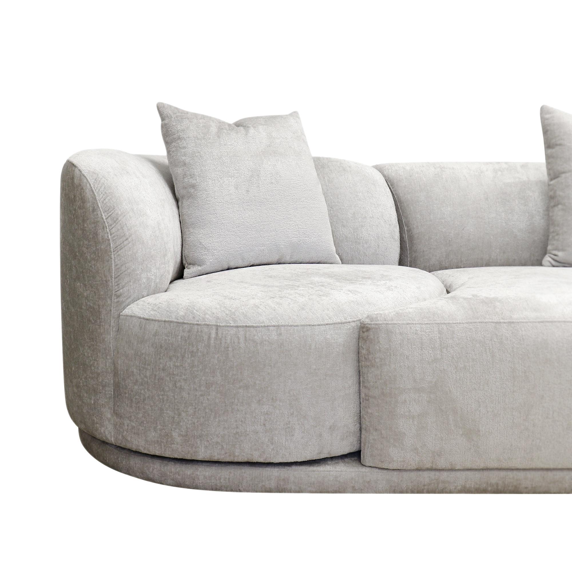 Pasargad - Cielo Sofa Set with Swivel Chairs and Ottoman in Beige, Poly Fabric