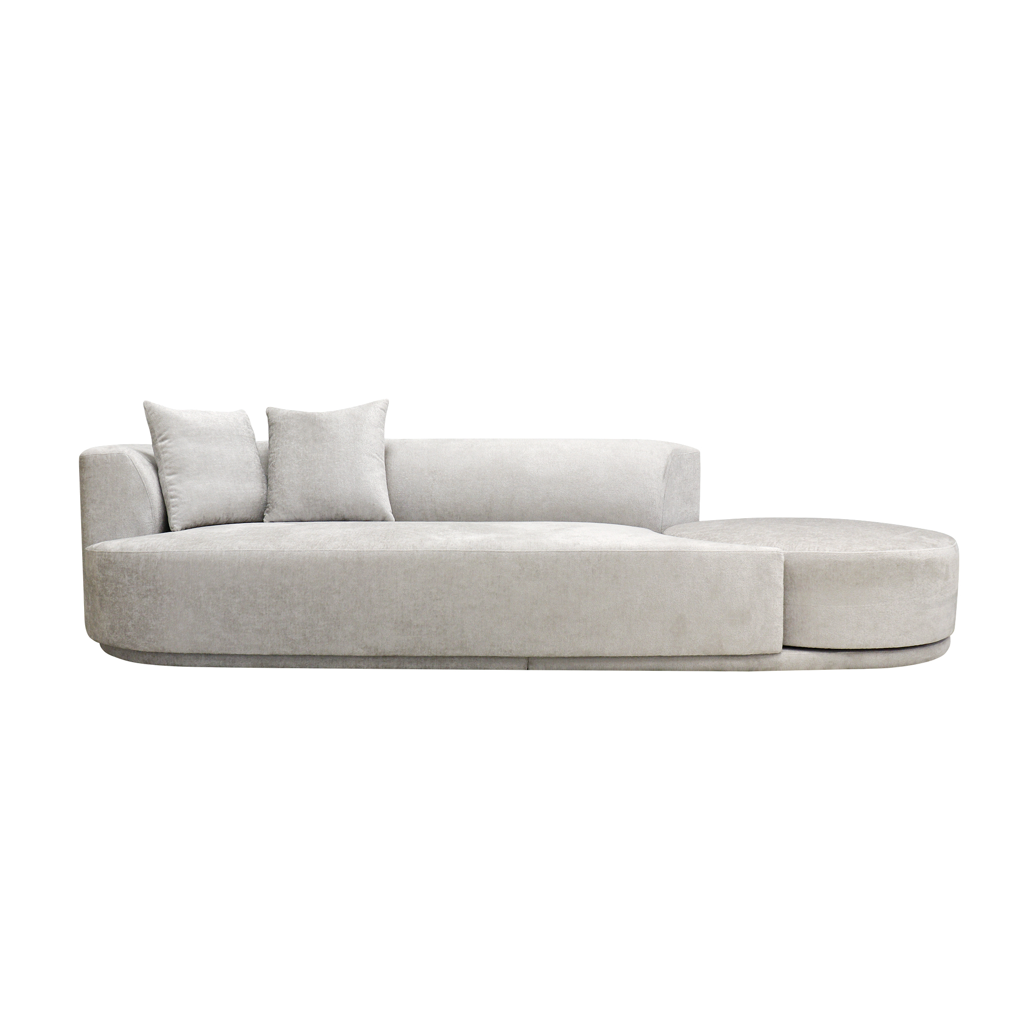 Pasargad - Cielo Sofa with Swivel Base Ottoman and 2 Pillows in Beige, Poly Fabric