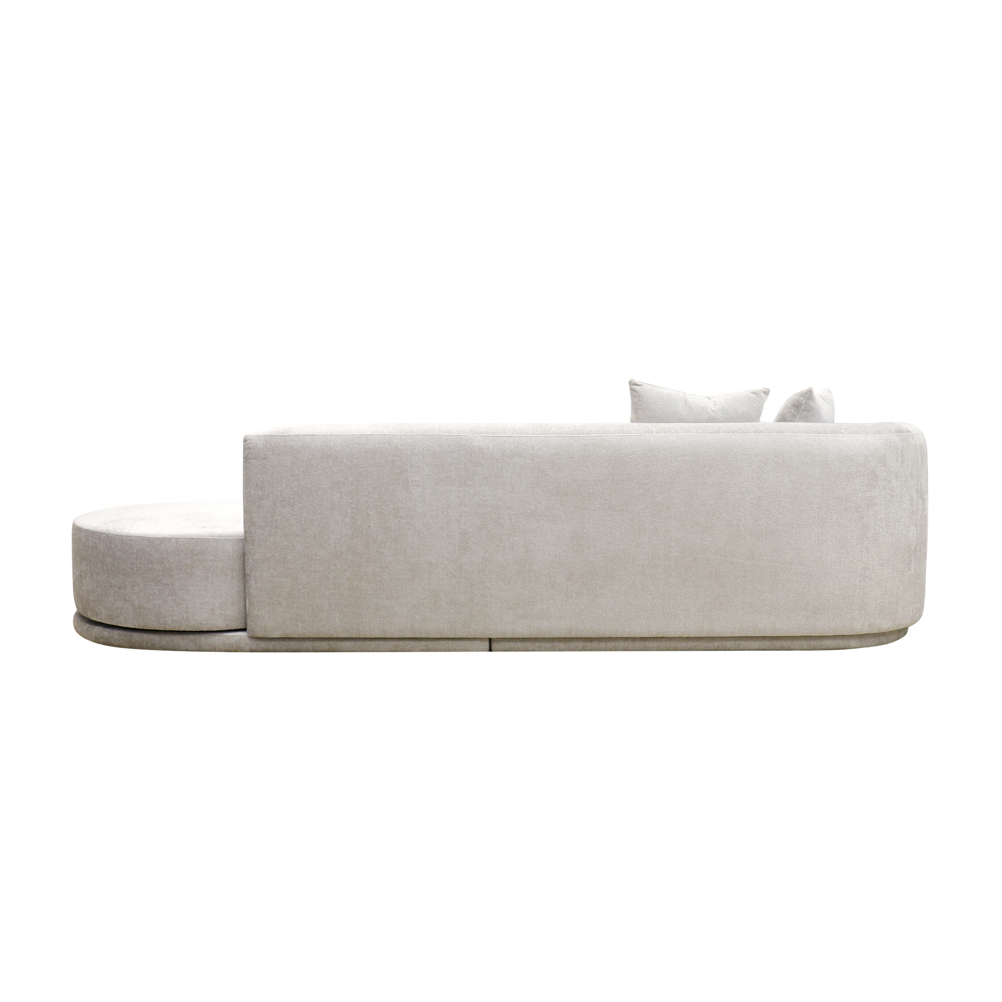 Pasargad - Cielo Sofa with Swivel Base Ottoman and 2 Pillows in Beige, Poly Fabric