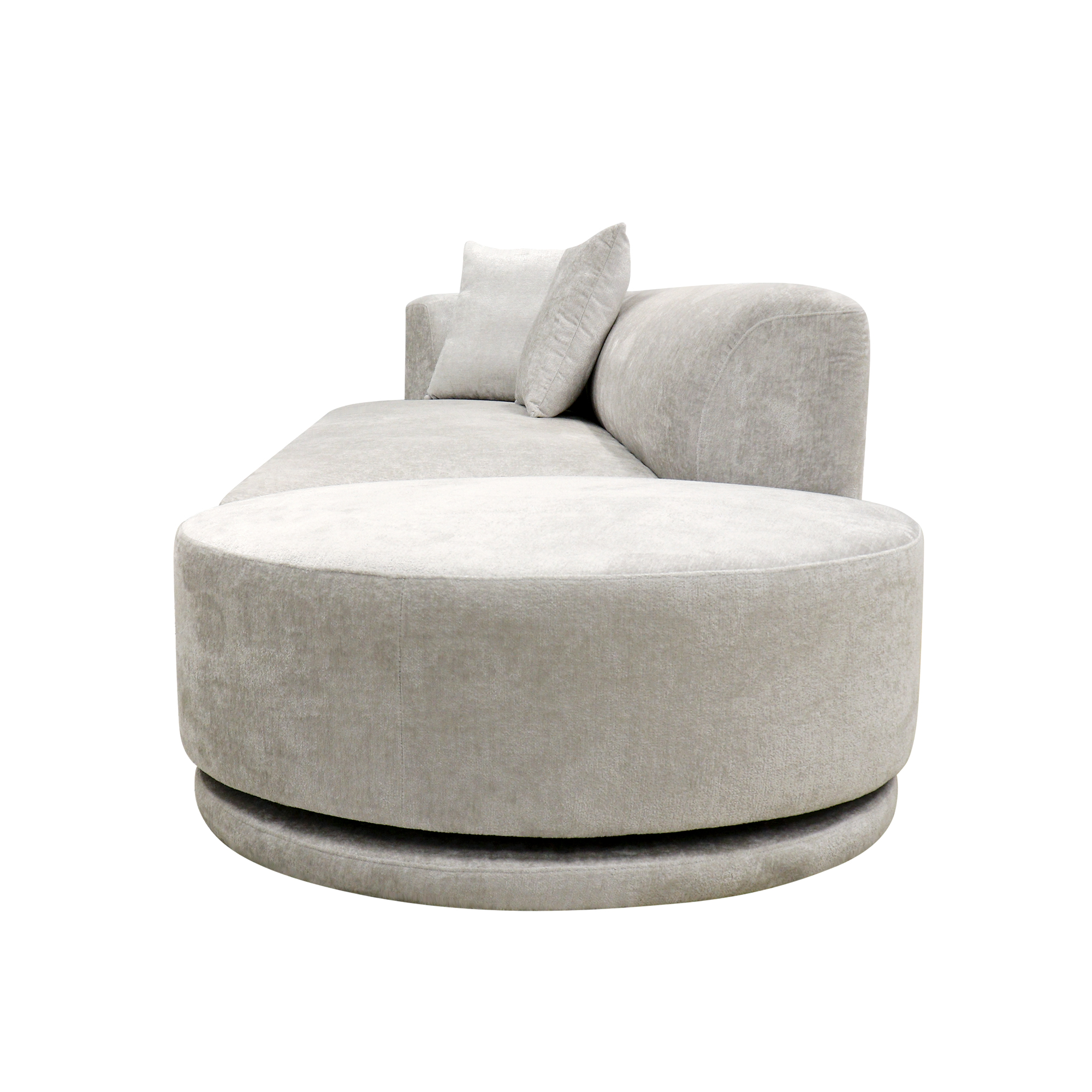 Pasargad - Cielo Sofa with Swivel Base Ottoman and 2 Pillows in Beige, Poly Fabric