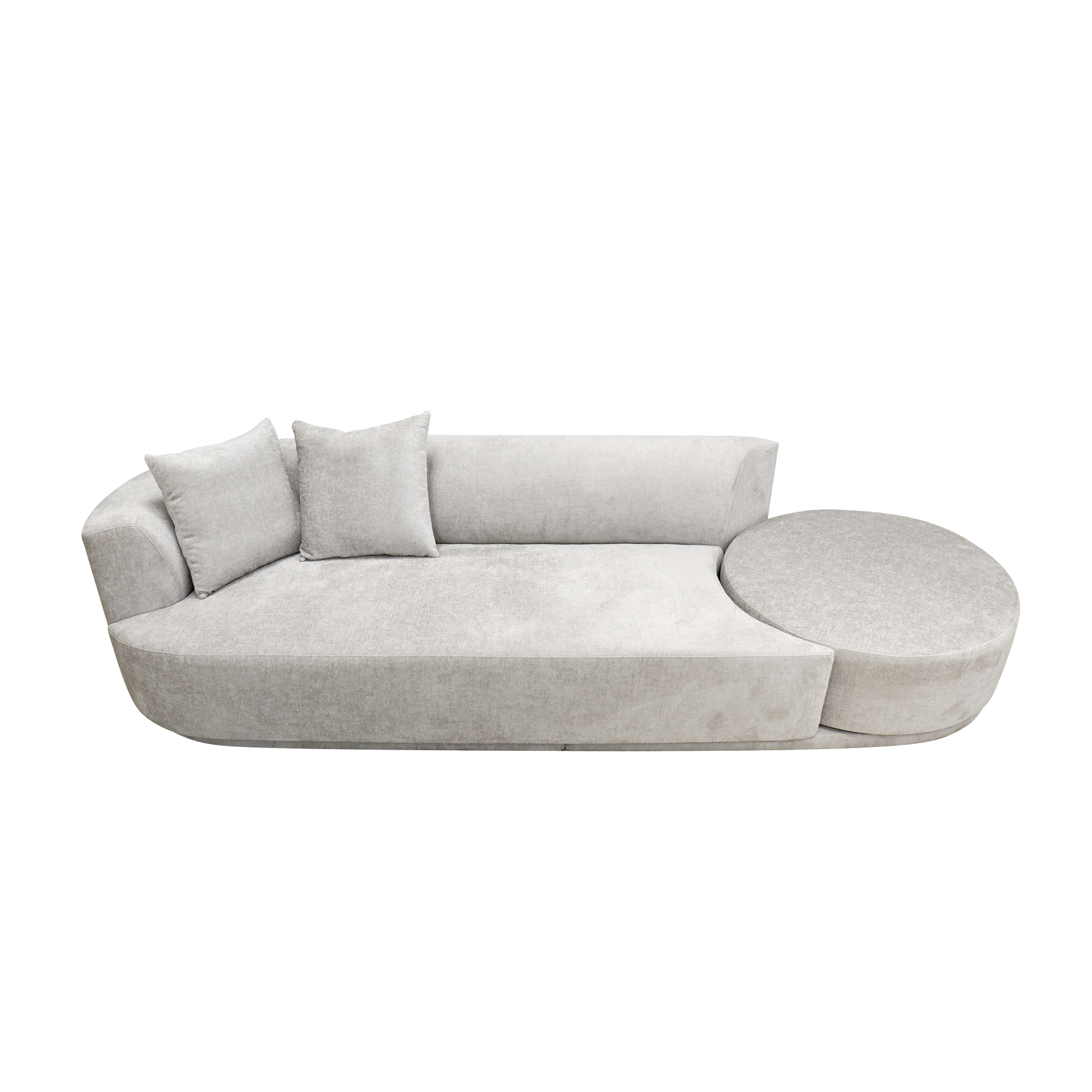 Pasargad - Cielo Sofa with Swivel Base Ottoman and 2 Pillows in Beige, Poly Fabric