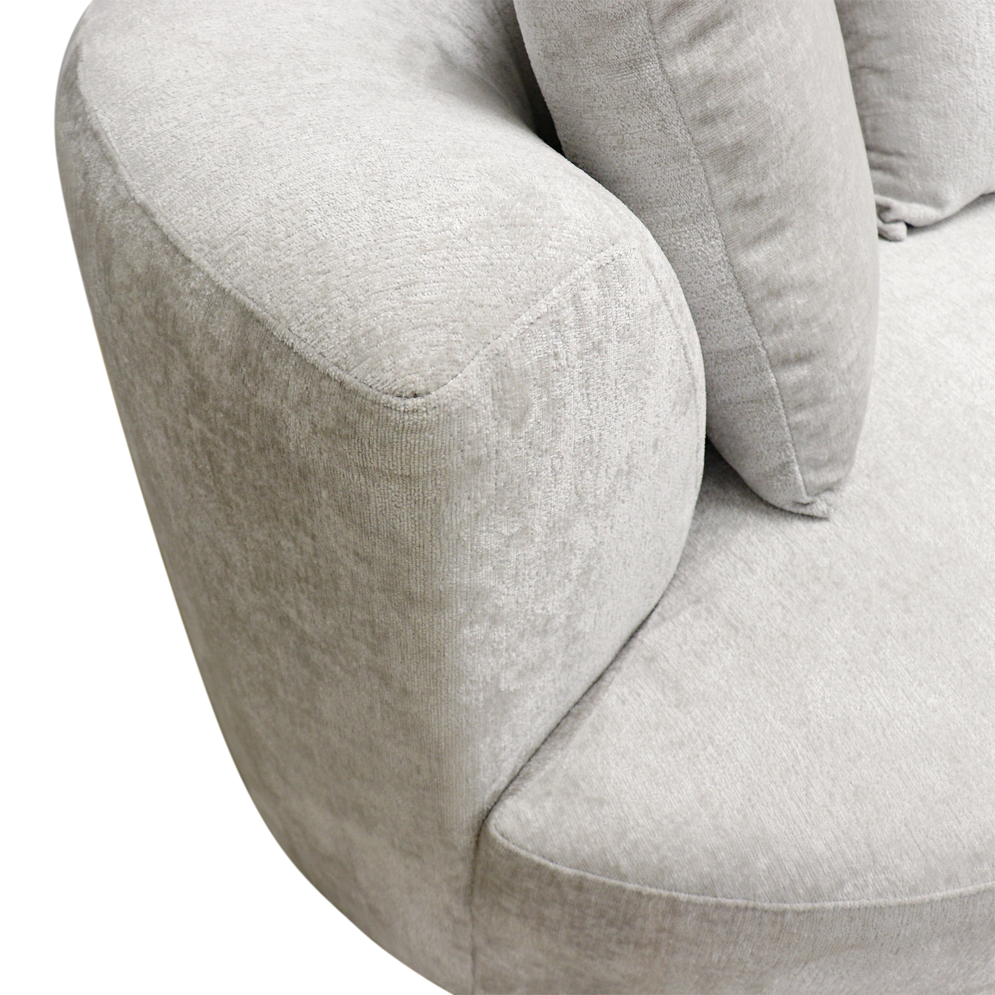 Pasargad - Cielo Sofa with Swivel Base Ottoman and 2 Pillows in Beige, Poly Fabric