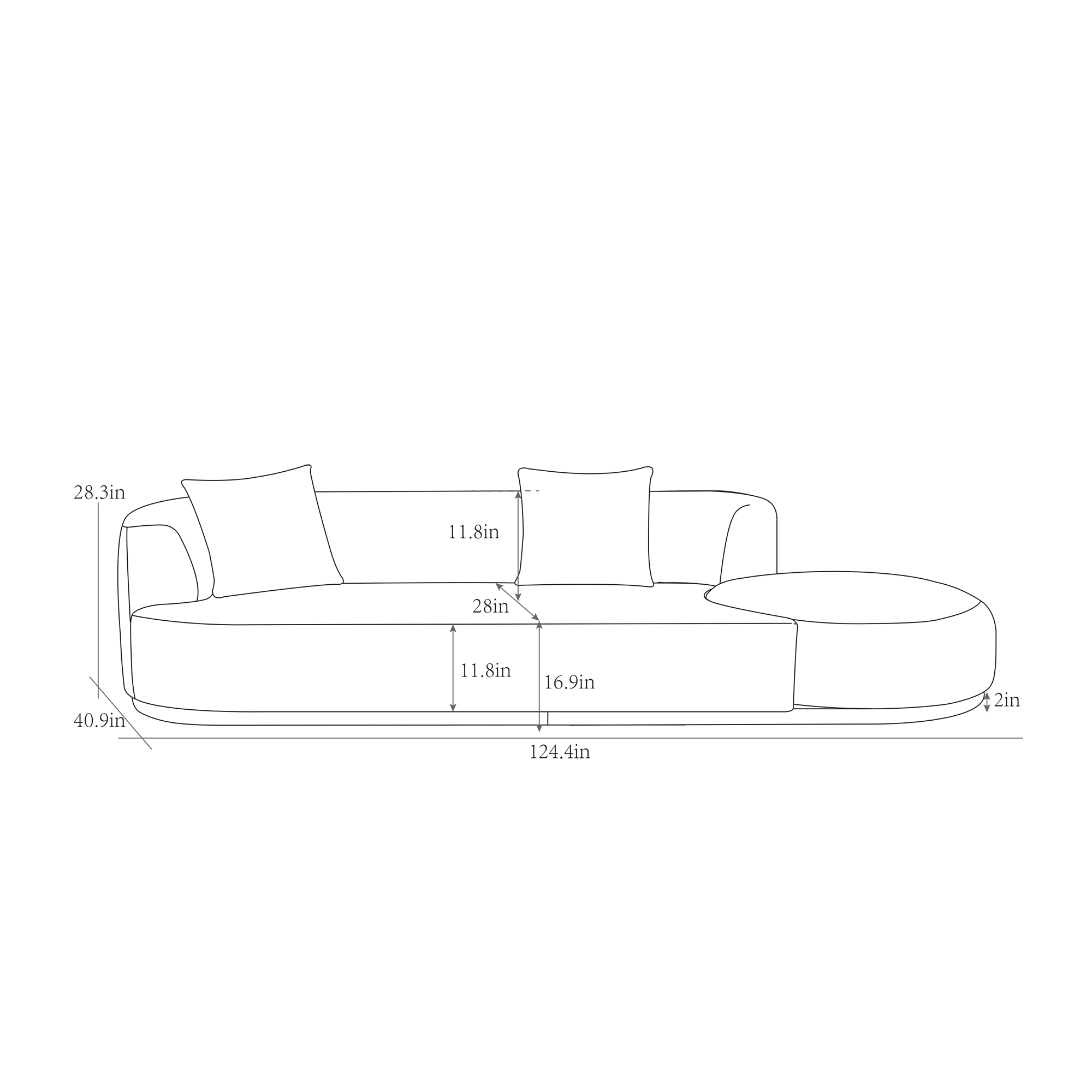 Pasargad - Cielo Sofa with Swivel Base Ottoman and 2 Pillows in Beige, Poly Fabric