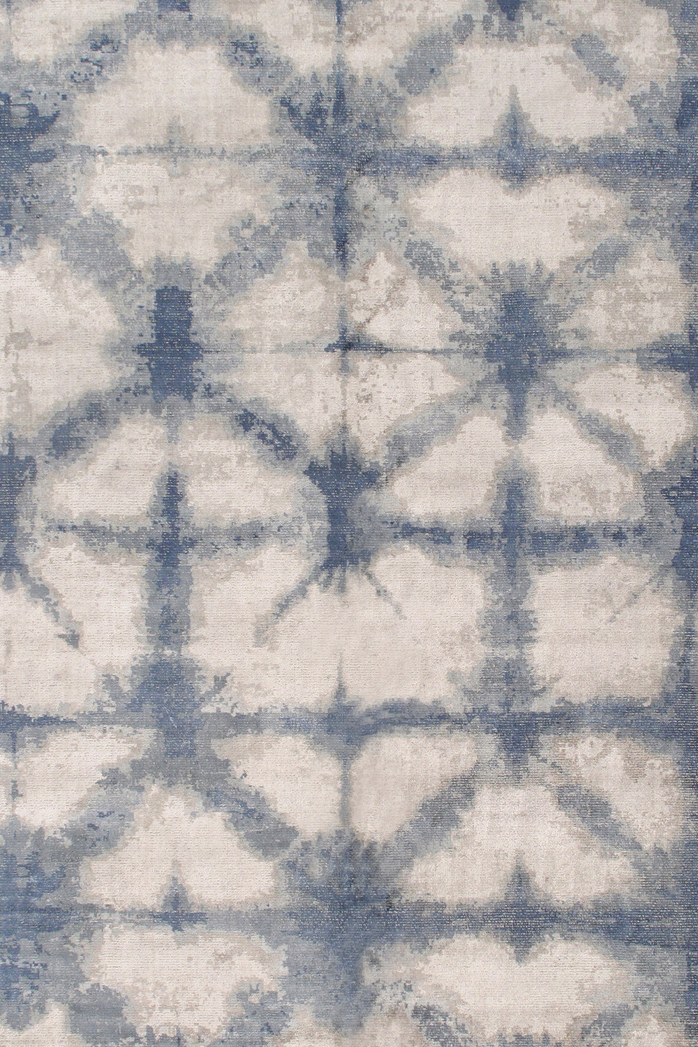 Pasargad - Shibori Collection Hand-Loomed Silver/Blue Bamboo Silk and Wool Area Rug PEL-12