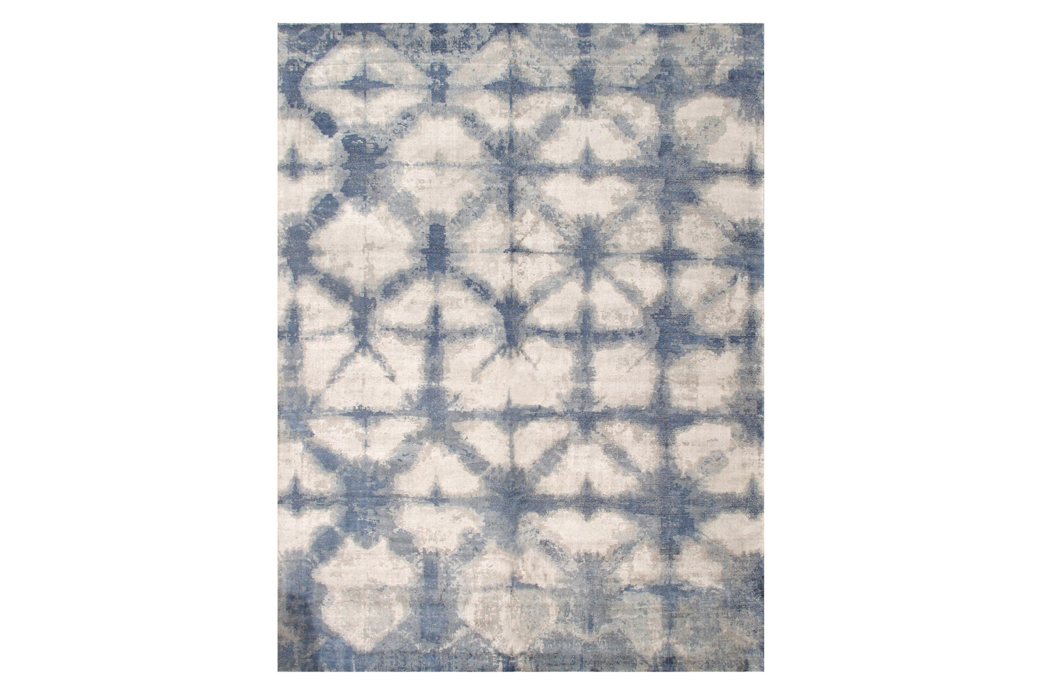 Pasargad - Shibori Collection Hand-Loomed Silver/Blue Bamboo Silk and Wool Area Rug PEL-12