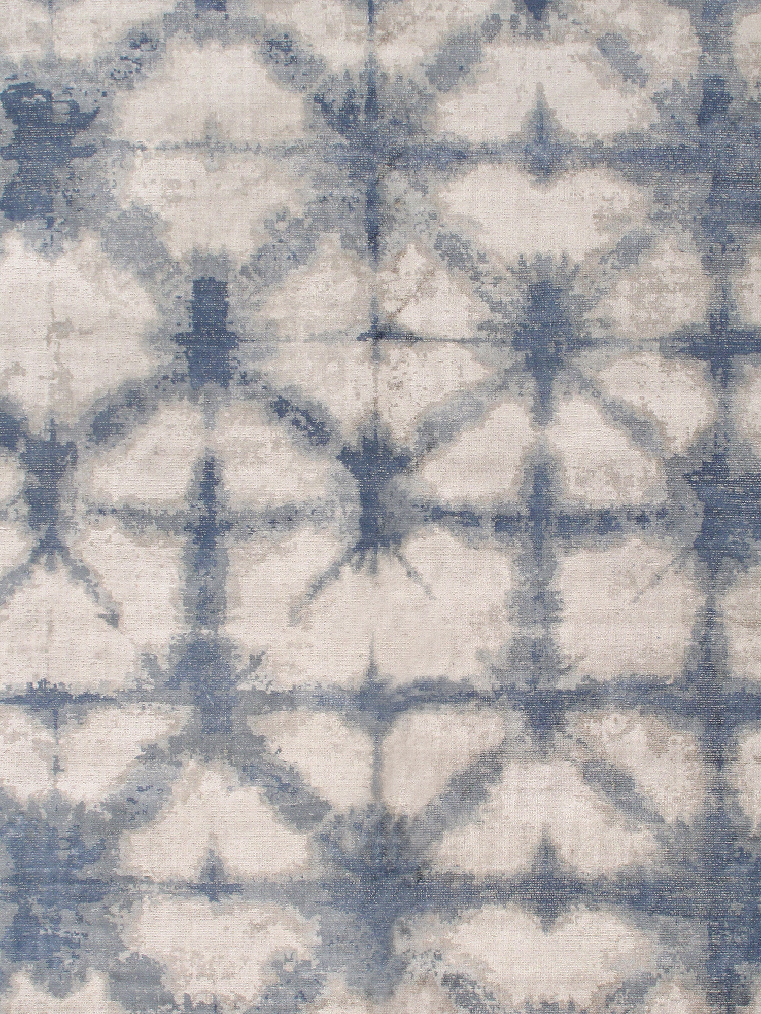 Pasargad - Shibori Collection Hand-Loomed Silver/Blue Bamboo Silk and Wool Area Rug PEL-12