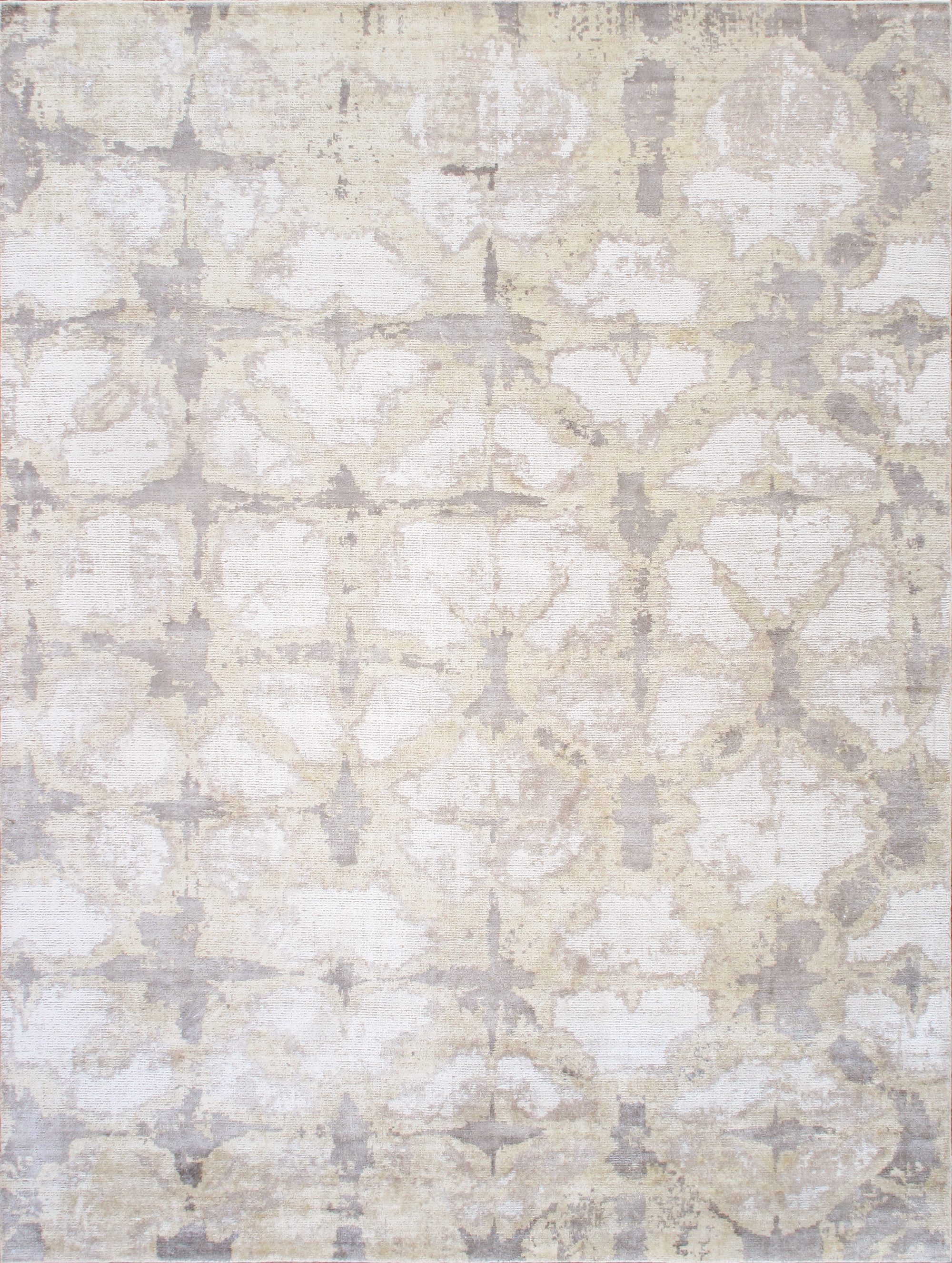 Pasargad - Shibori Collection Hand-Loomed Ivory/L. Gold Bamboo Silk and Wool Area Rug PEL-14