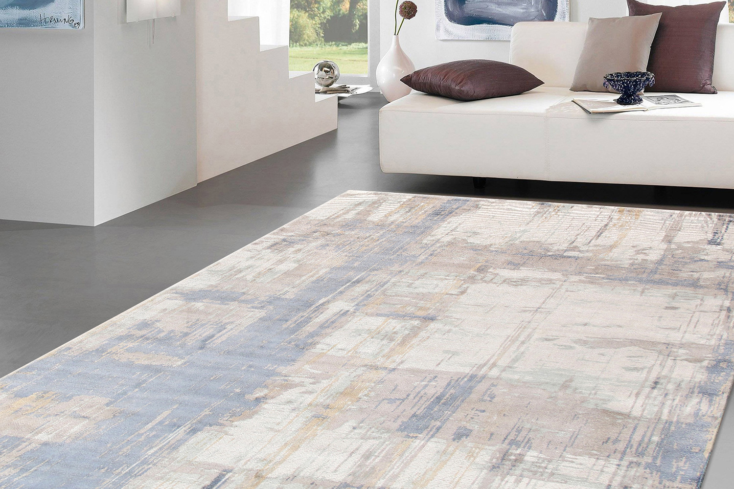 Pasargad Modern Collection Hand-Loomed Bamboo Silk and Wool Area Rug 96'' x 120'' (PEL-17 8X10)