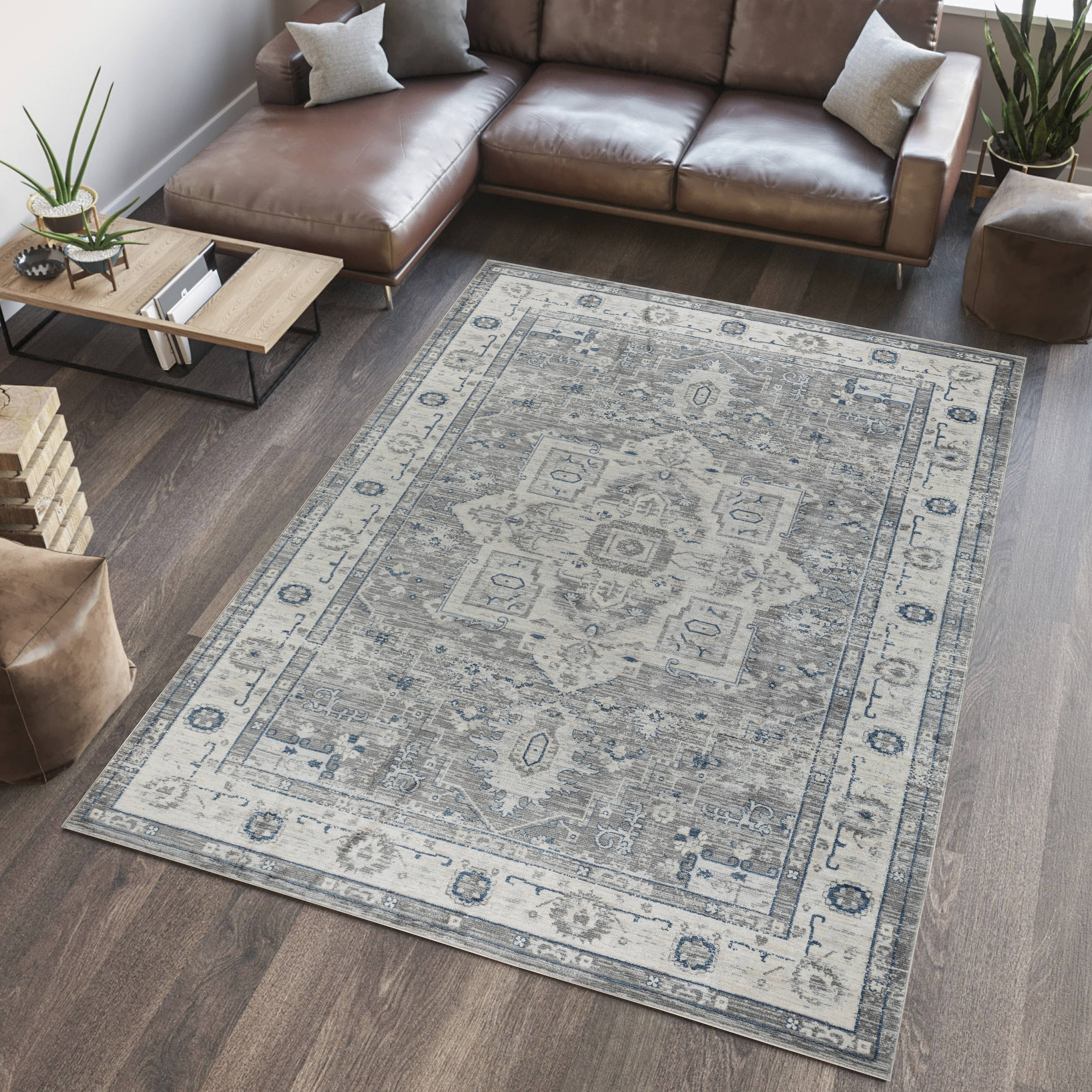 Pasargad Heritage Collection Power Loom Polypropylene/Polyester Area Rug - Gray/Ivory, 144" x 180" (pfh-02G 12x15)