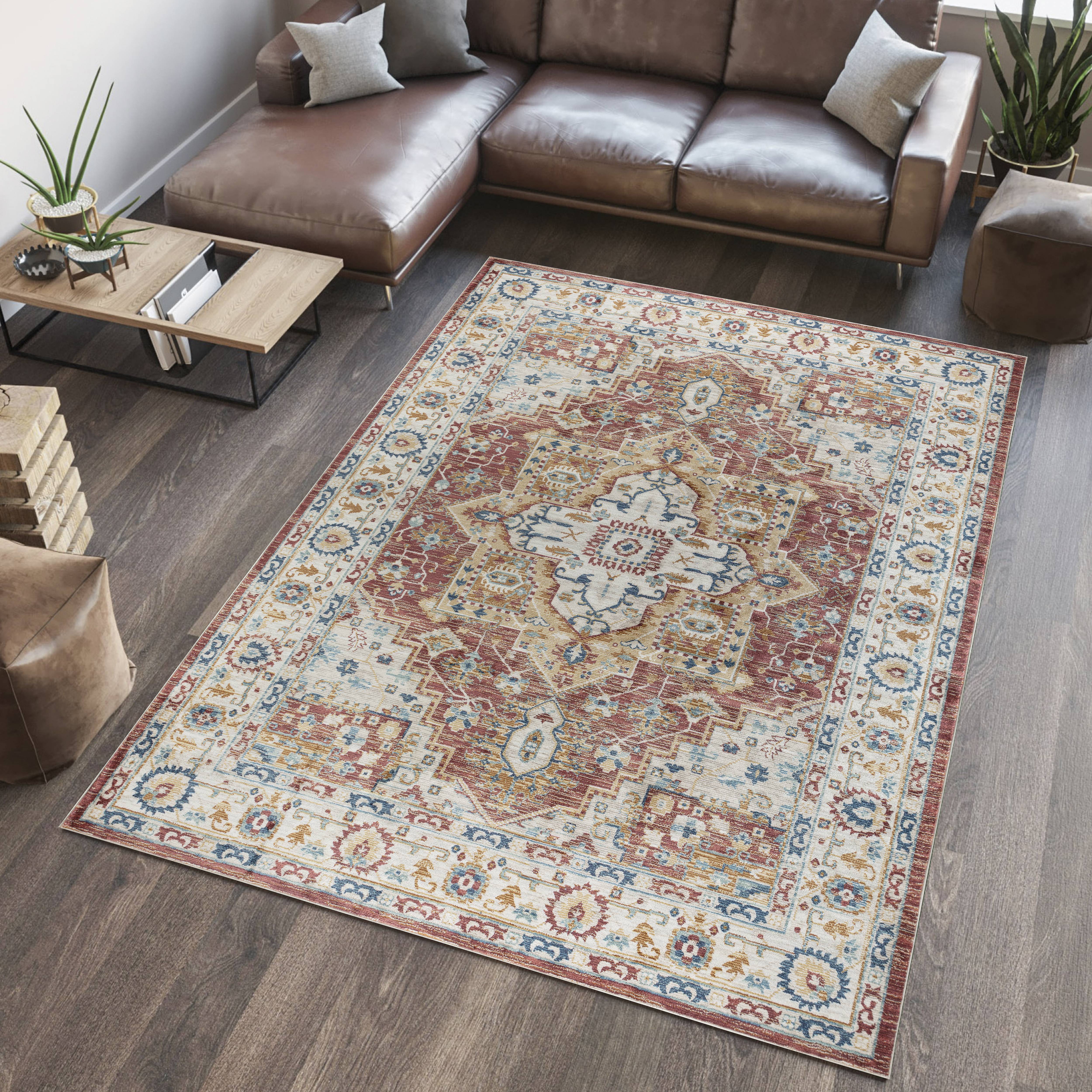 Pasargad Heritage Collection Power Loom Polypropylene/Polyester Area Rug - Rust/Ivory, 120" x 168" (pfh-02R 10x14)