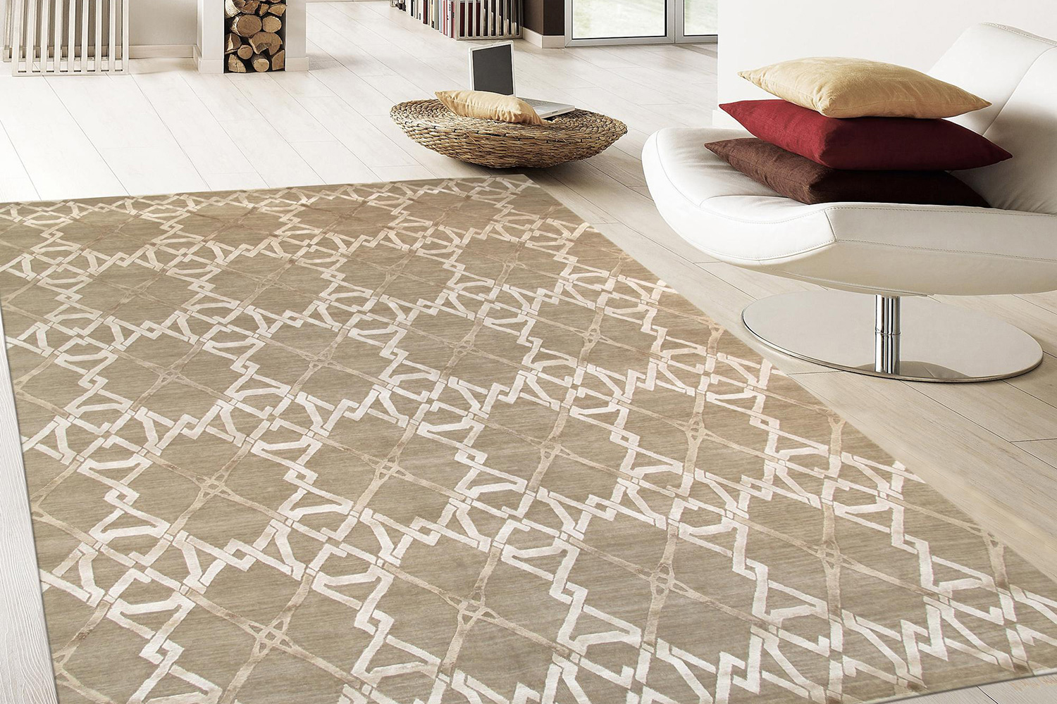 Pasargad - Modern Collection Hand-Knotted Silk and Wool Area Rug 97'' x 121'' (PG-02-1 8X10)