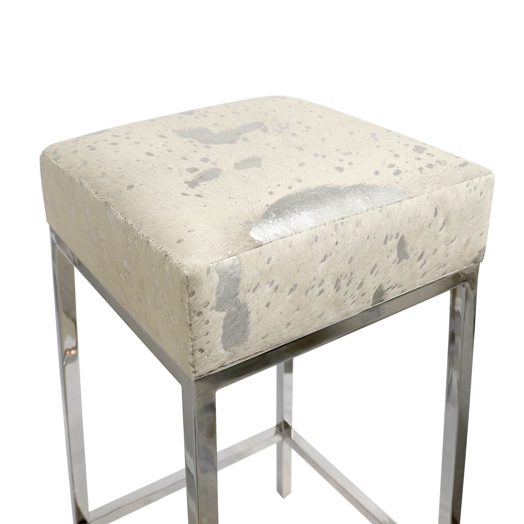 Pasargad - Safari Bar Stool in Silver, Cowhide/Steel