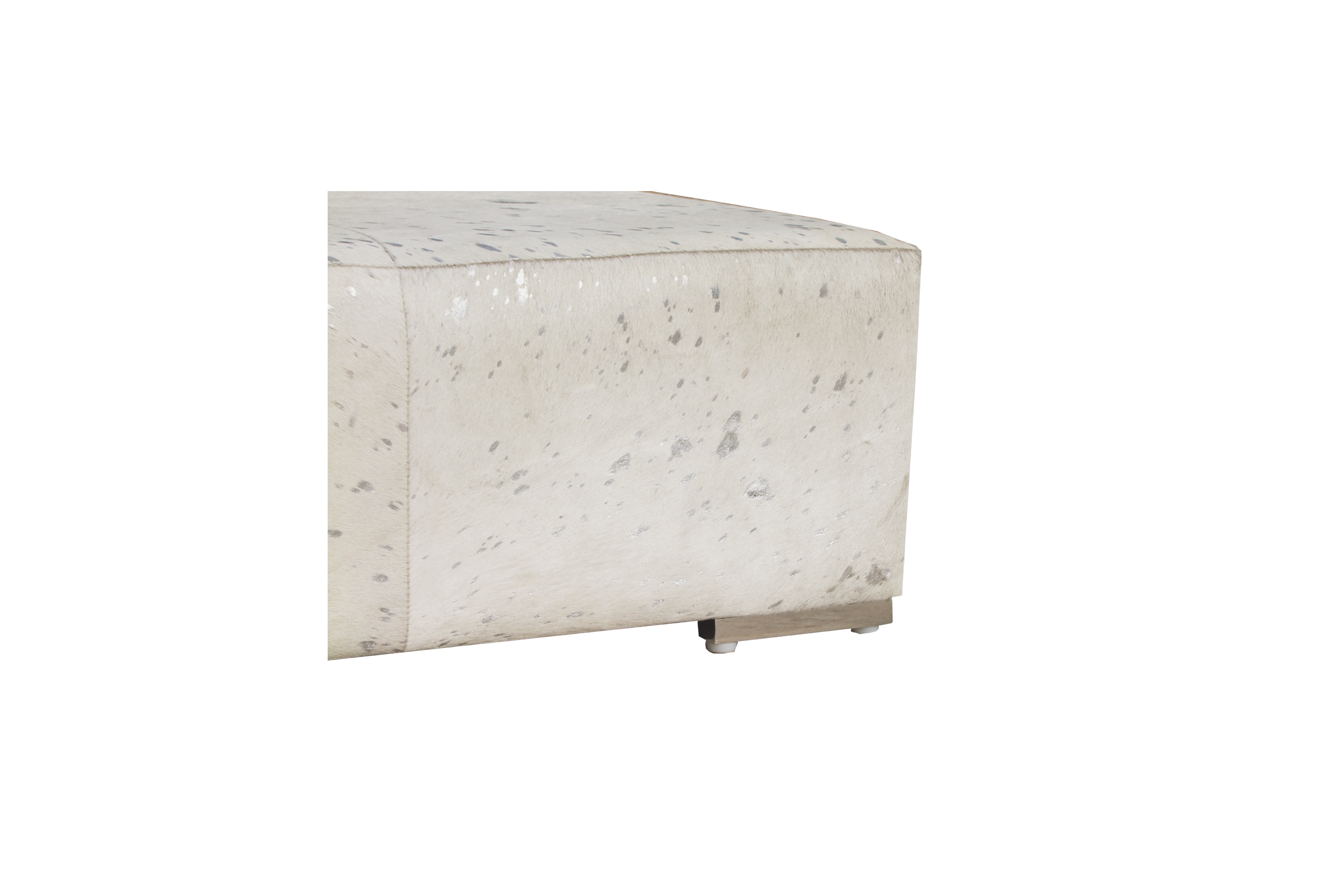 Pasargad - Safari Ottoman in Silver, Cowhide/Steel