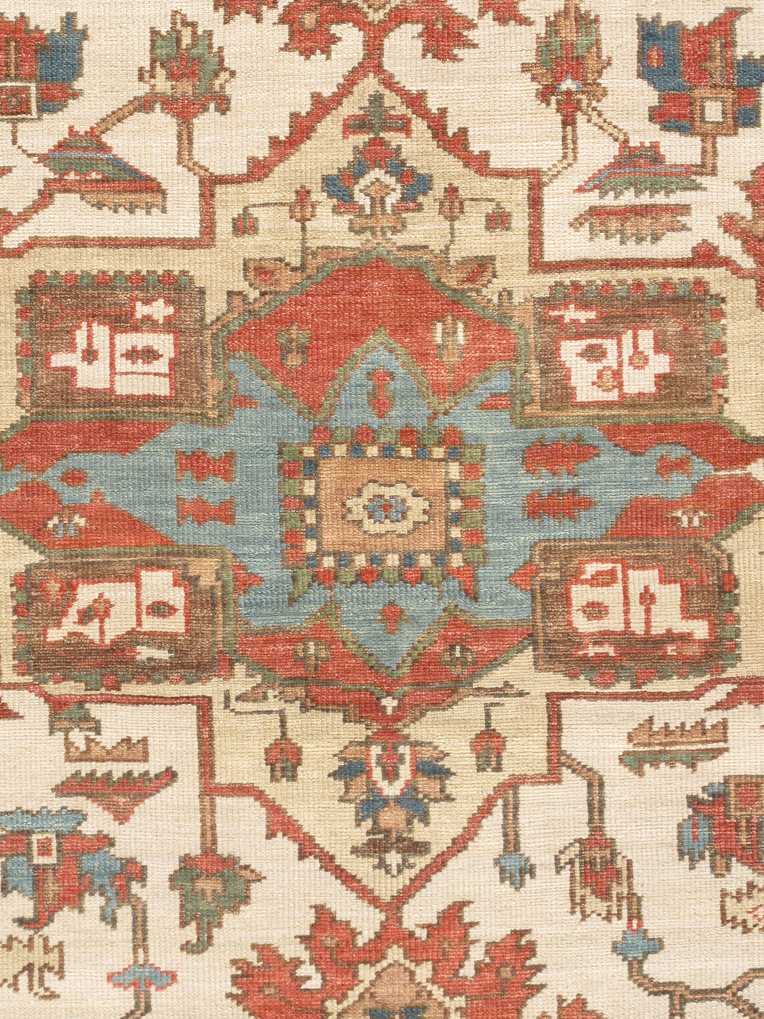 Pasargad - Serapi Collection Hand-Knotted Wool Area Rug in Ivory/Rust, 106" x 141" (PH-04 9x12)