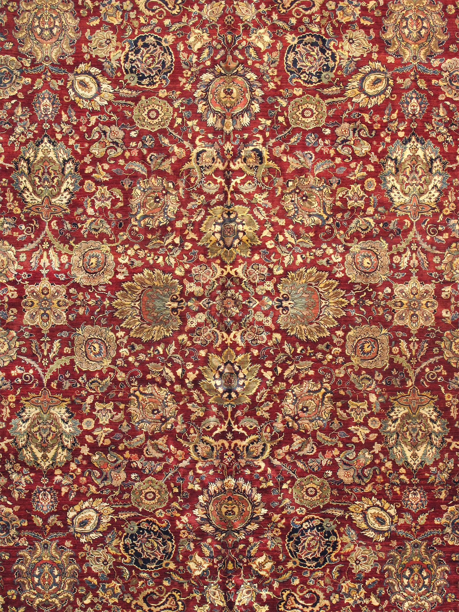 Pasargad - Agra Collection Hand-Knotted Lamb's Wool Area Rug in Red/Navy, 145" x 181" (PH-338 12X15)