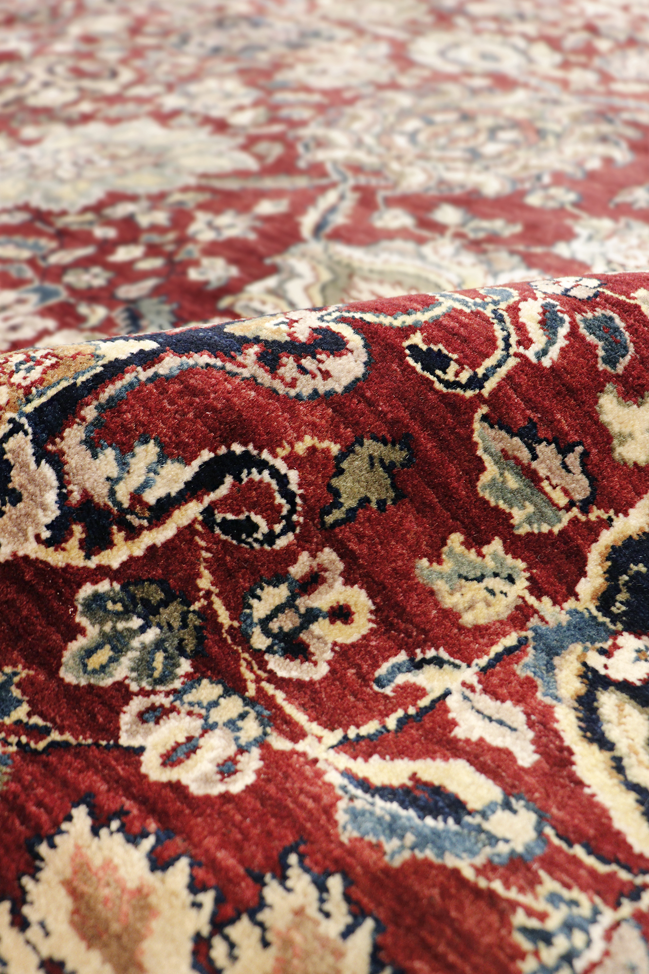 Pasargad - Agra Collection Hand-Knotted Lamb's Wool Area Rug in Red/Navy, 145" x 181" (PH-338 12X15)