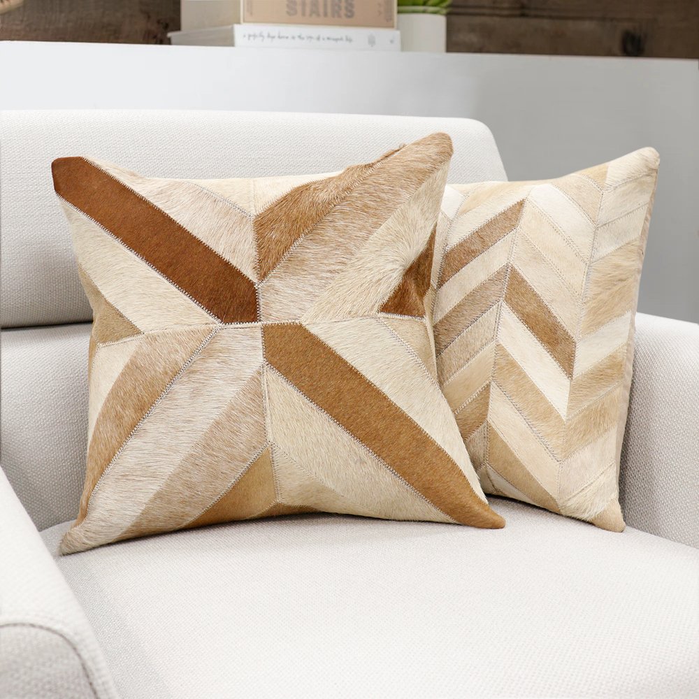 Pasargad - Zippered Cowhide Throw Pillow in 17" x 17" (PICU-17)