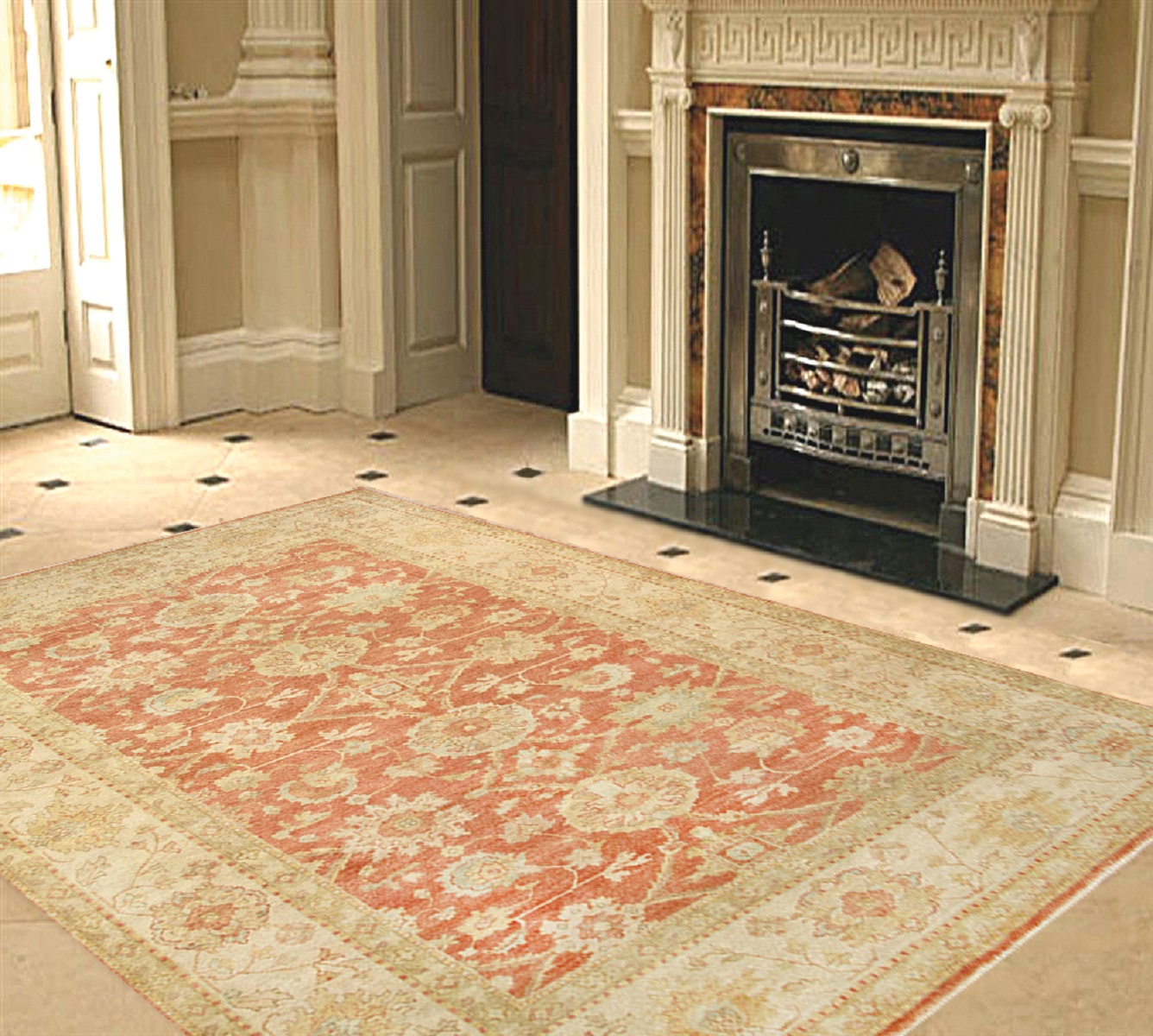 Pasargad Sultanabad Collection Hand-Knotted Lamb's Wool Area Rug - Rust/Ivory, 145" x 179" (PJ-504 12x15)