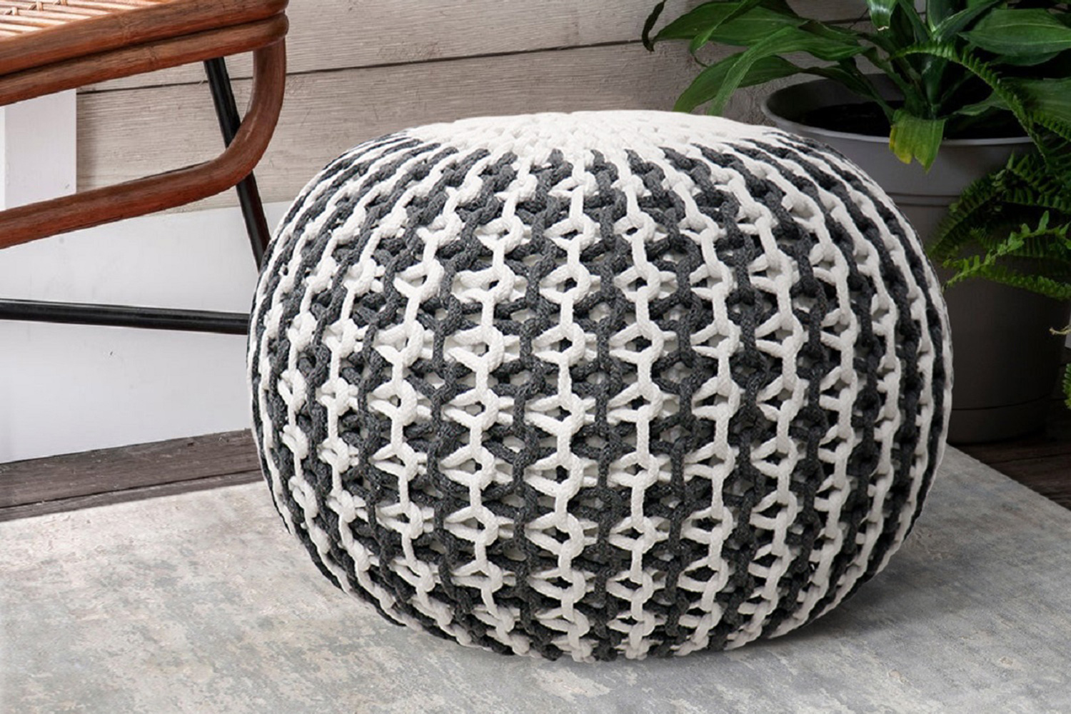 Pasargad - Santorini Cotton Pouf (PJO-3951)