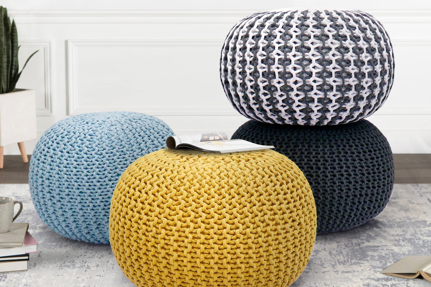 Pasargad - Santorini Cotton Pouf (PJO-3951)