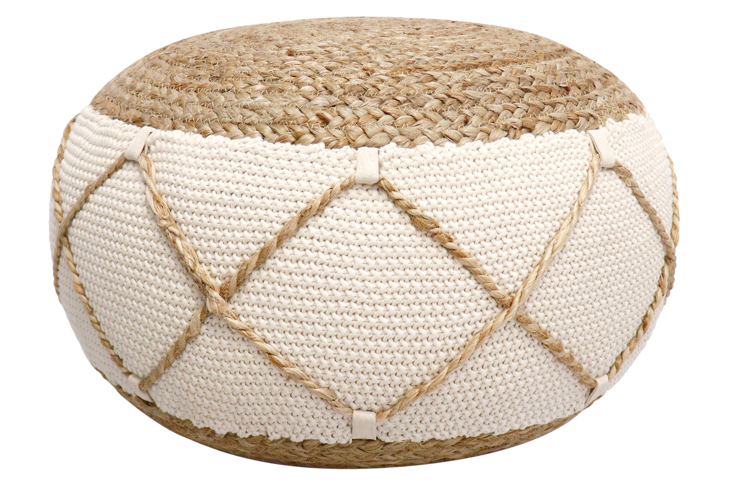 Pasargad - Santorini Cotton and Jute Pouf PJO-5901L