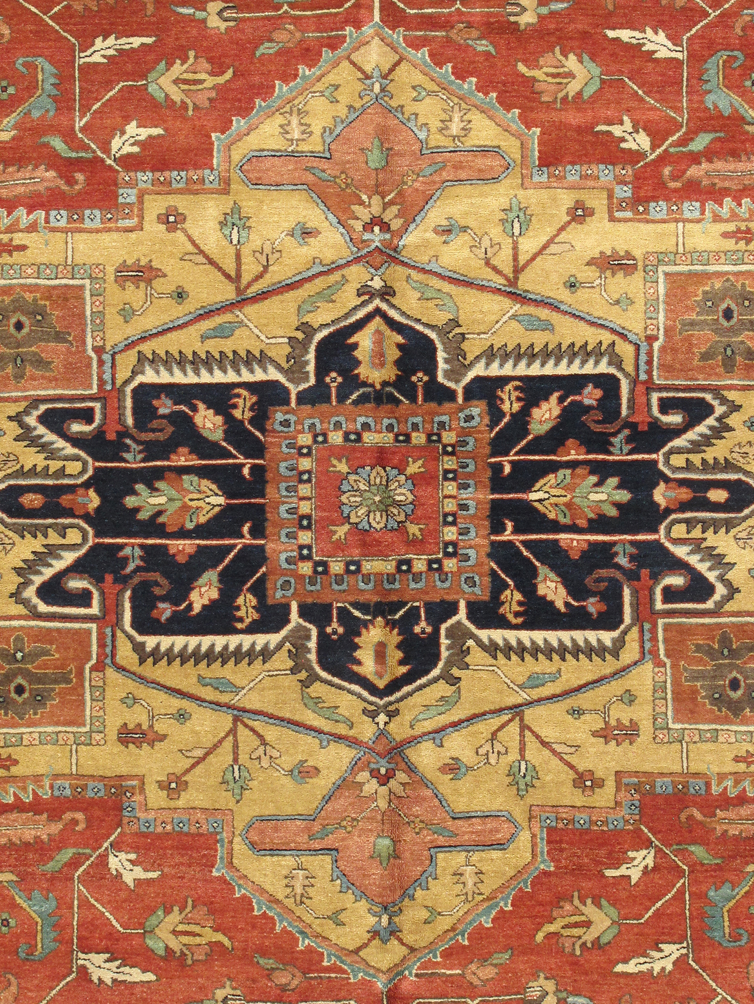 Pasargad Serapi Collection Hand-Knotted Wool Area Rug - Rust/Navy, 144" x 183" (pjr-4 12x15)