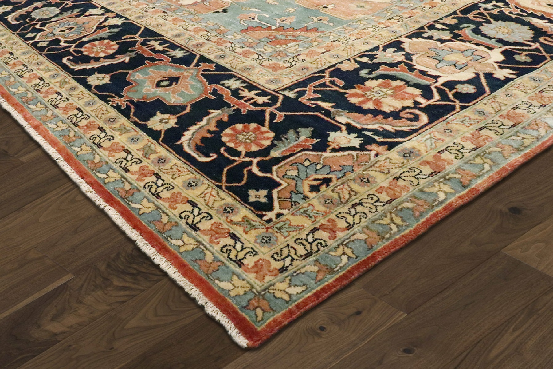 Pasargad Serapi Collection Hand-Knotted Wool Area Rug - Rust/Navy, 144" x 183" (pjr-4 12x15)