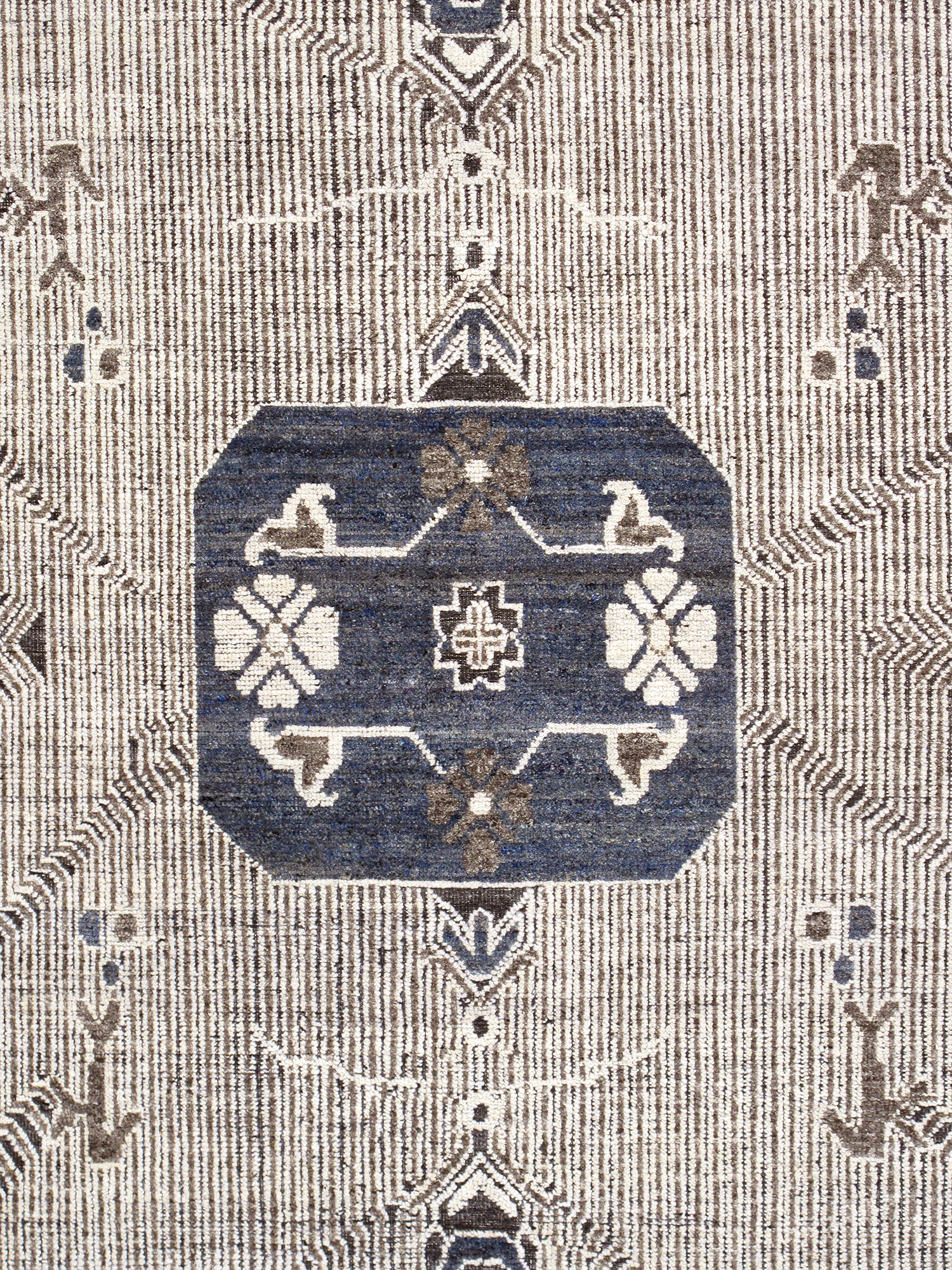 Pasargad - Khotan Collection Hand-Knotted Wool Area Rug in Ivory/Charcoal, 111" x 138" (pkh-520A 9x12)