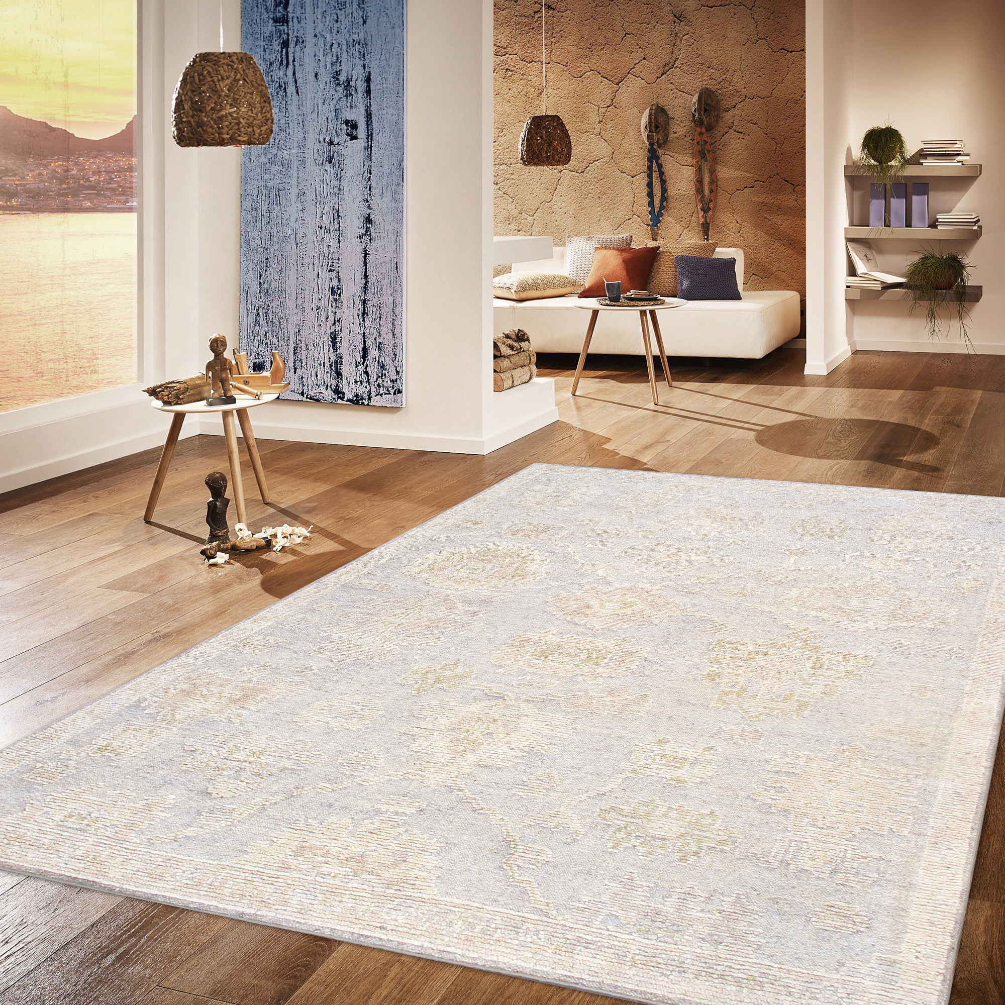 Pasargad - Oushak Collection Hand-Knotted Wool Area Rug in L. Gray, 111" x 146" (PLO-109 9x12)