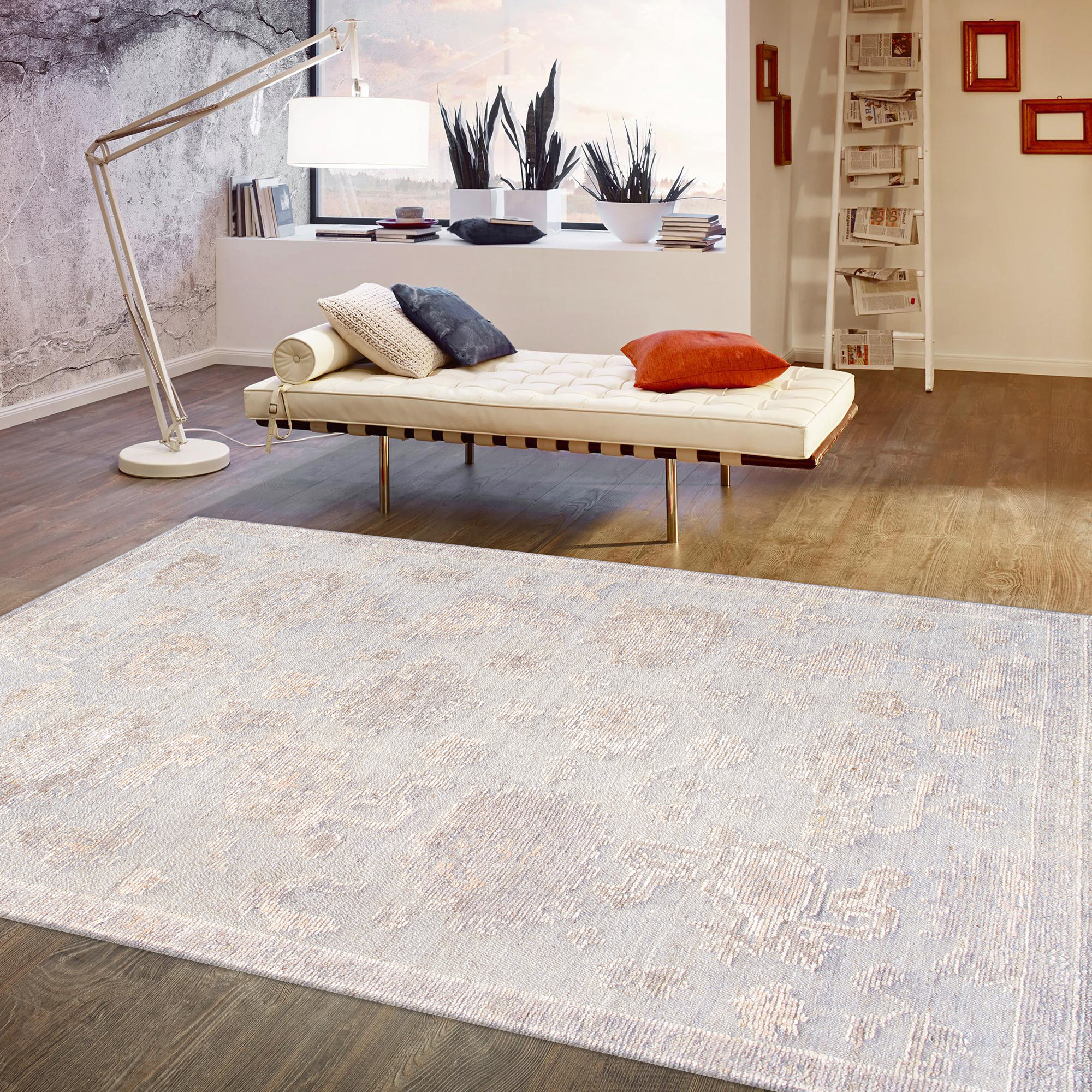 Pasargad - Oushak Collection Hand-Knotted Wool Area Rug in Gray, 111" x 141" (PLO-146 9x12)