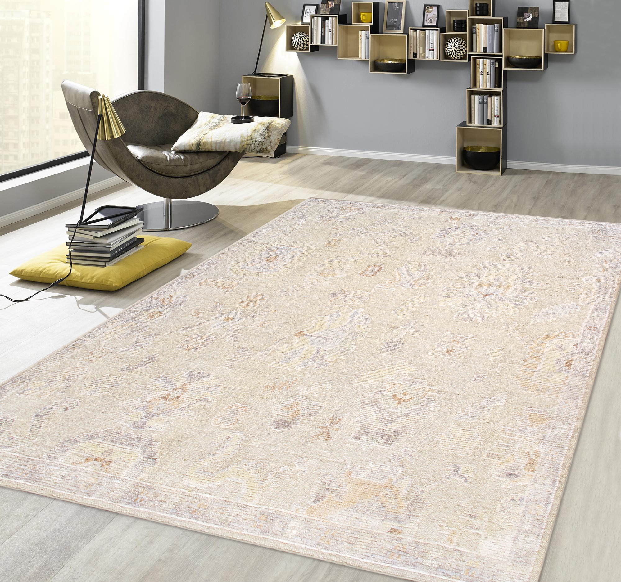 Pasargad - Oushak Collection Hand-Knotted Wool Area Rug in Camel, 111" x 147" (PLO-22 9x12)