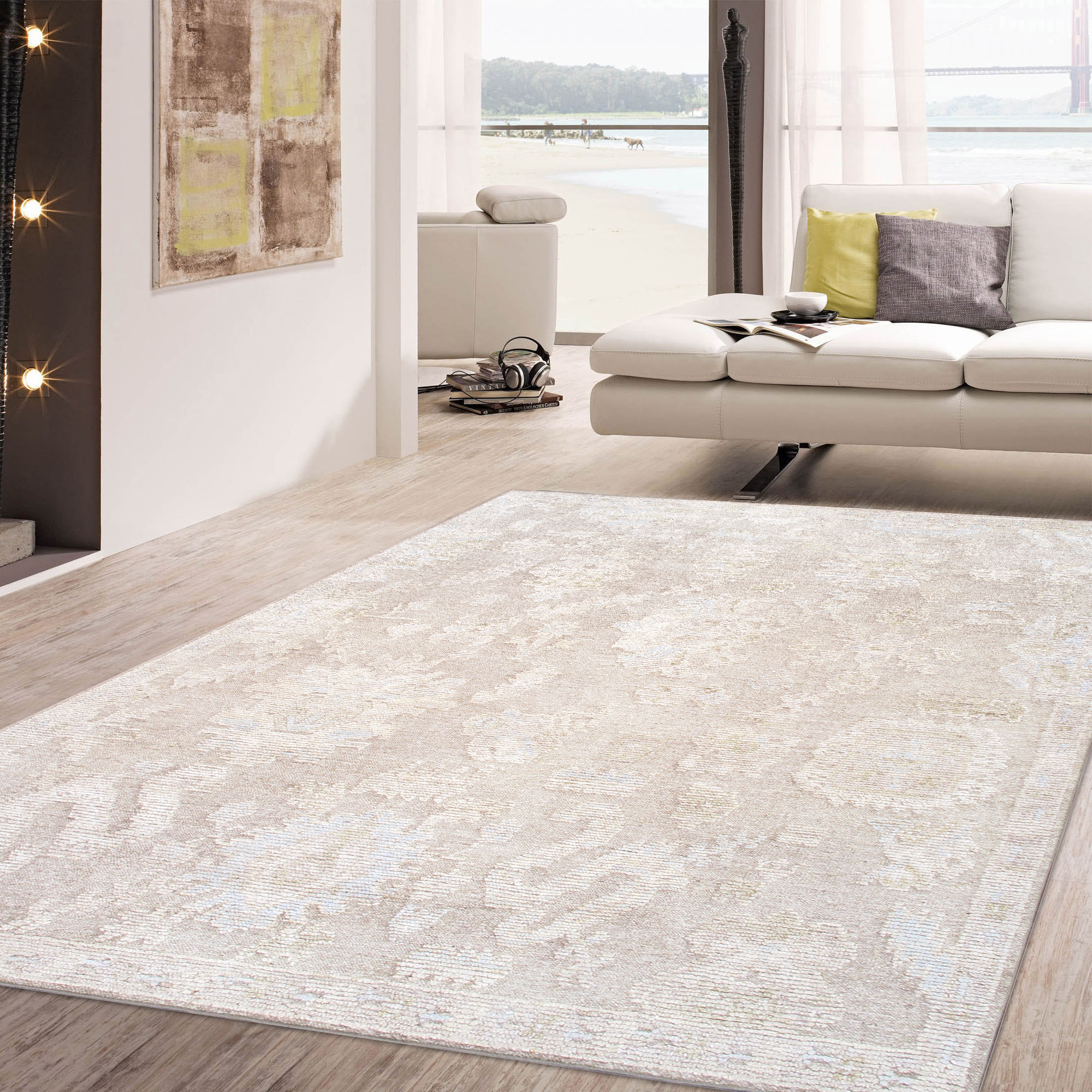 Pasargad - Oushak Collection Hand-Knotted Wool Area Rug in Taupe/Beige, 111" x 144" (PLO-64 9x12)