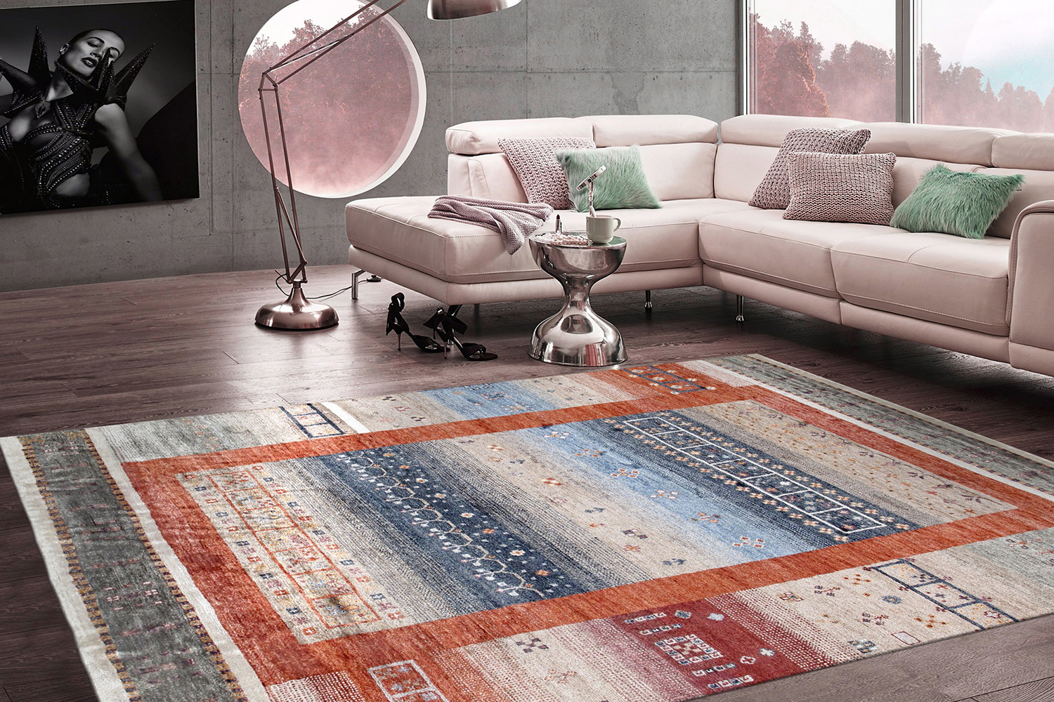 Pasargad Gabbeh Collection Hand-Knotted Silk Area Rug (PLR-07 4X6) - 48'' x 72''