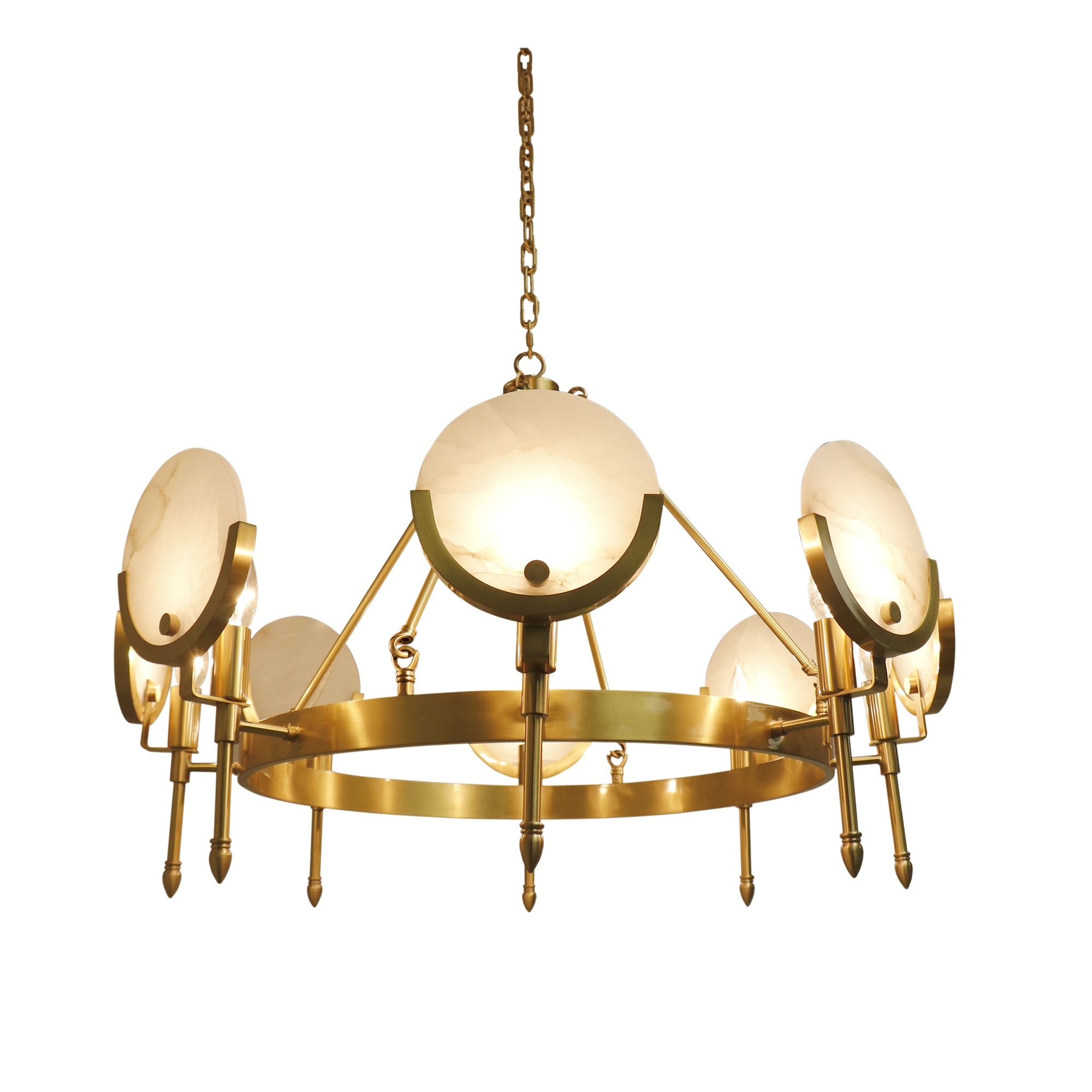 Pasargad - Vendome 8-Lights Candle Style Wagon Wheel LED Chandelier in Gold/Clear, Glass/Steel