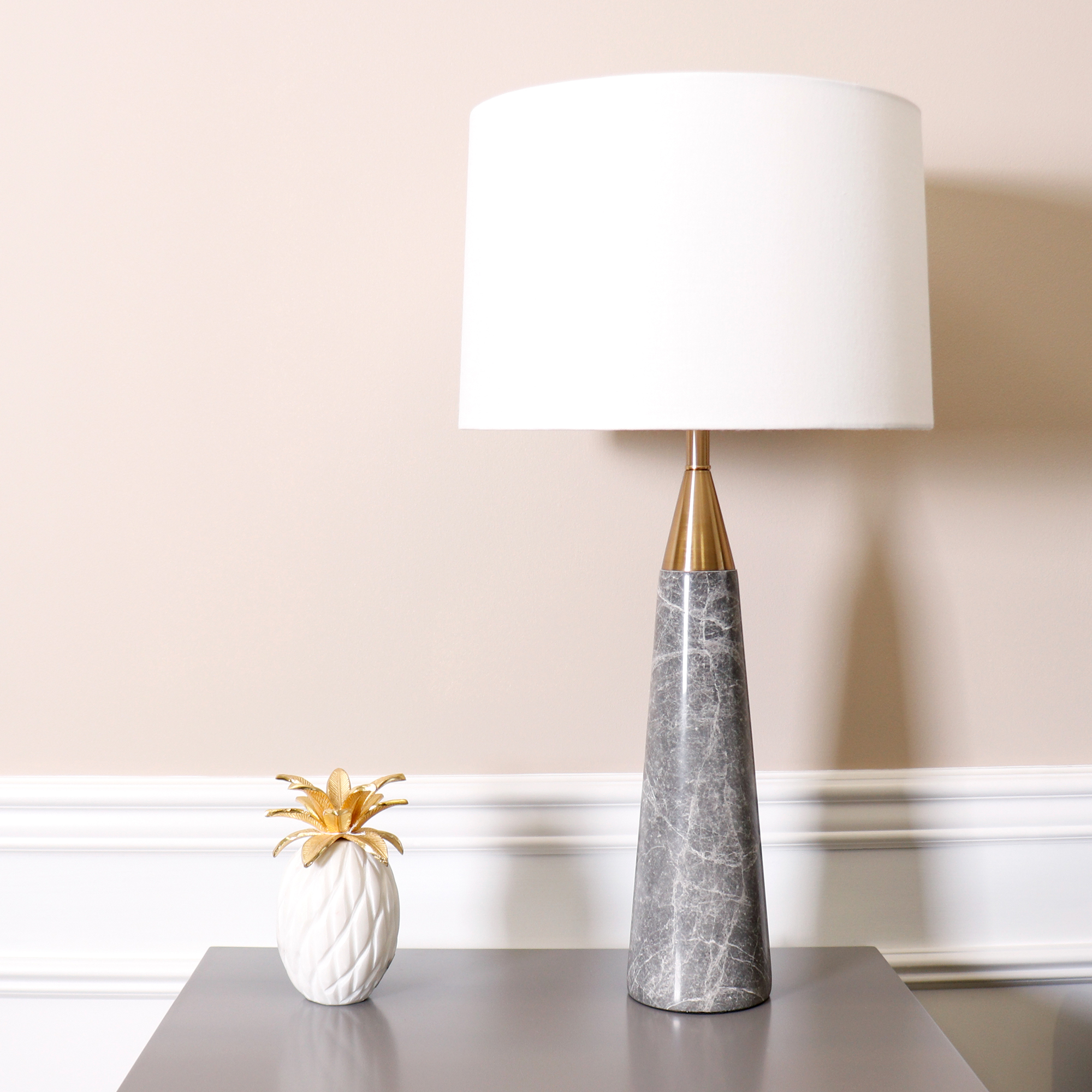 Pasargad - Radiance Table Lamp in White/Gold, Marble