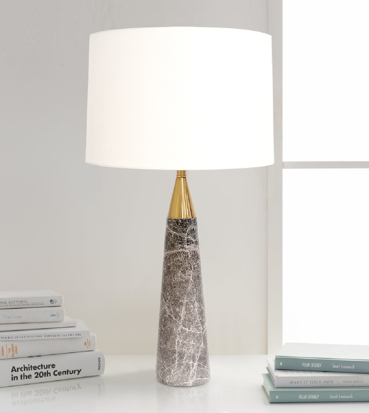 Pasargad - Radiance Table Lamp in White/Gold, Marble