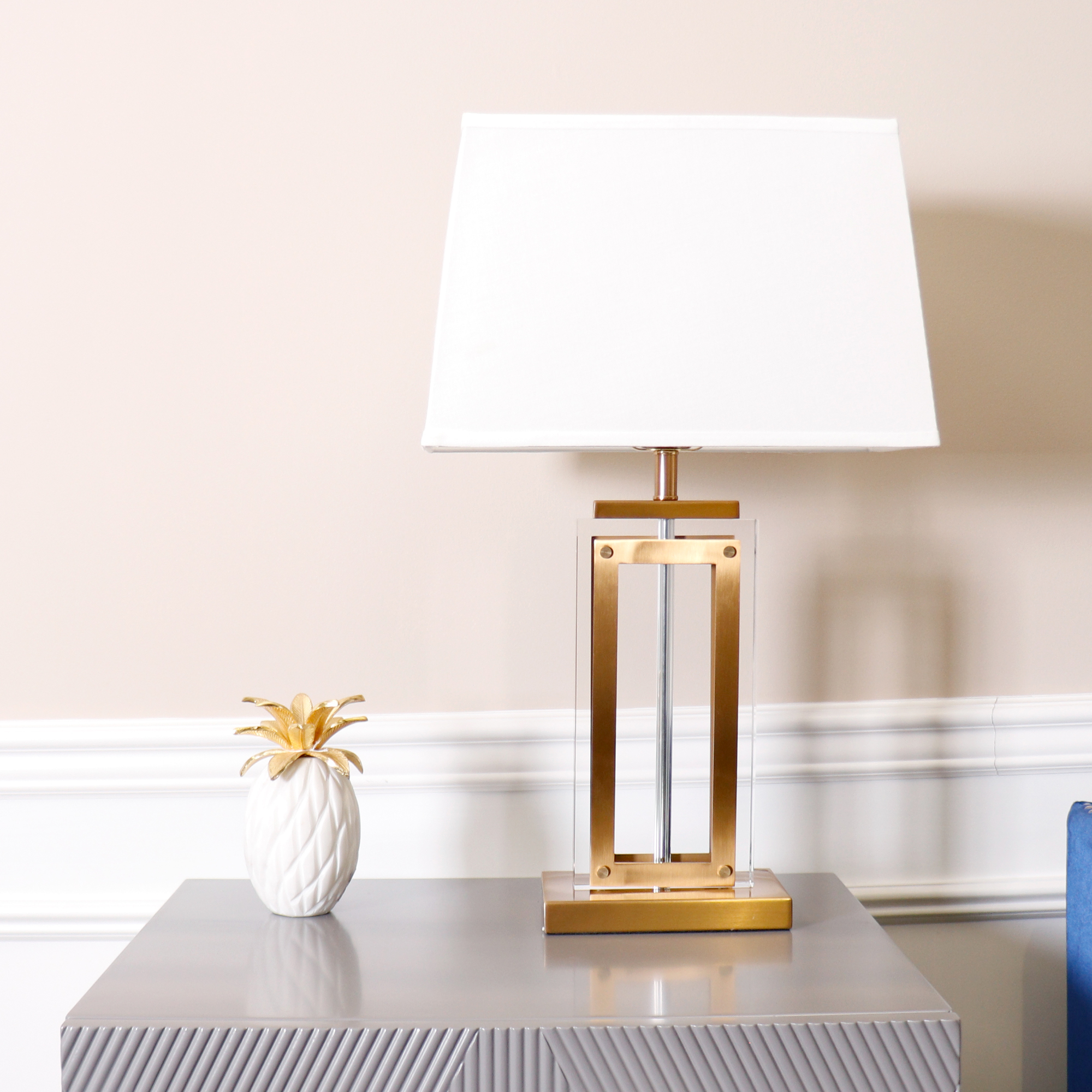 Pasargad - Astoria Table Lamp in Clear/Gold, Glass/Steel