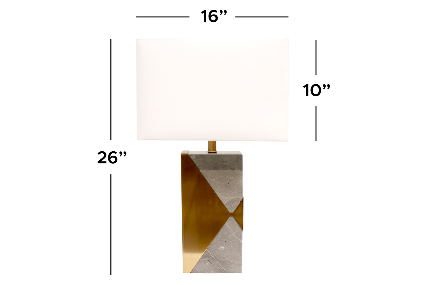 Pasargad - Triumph Collection Gray Marble and Gold Metal Modern Table Lamp with E27 Bulb and White Shade