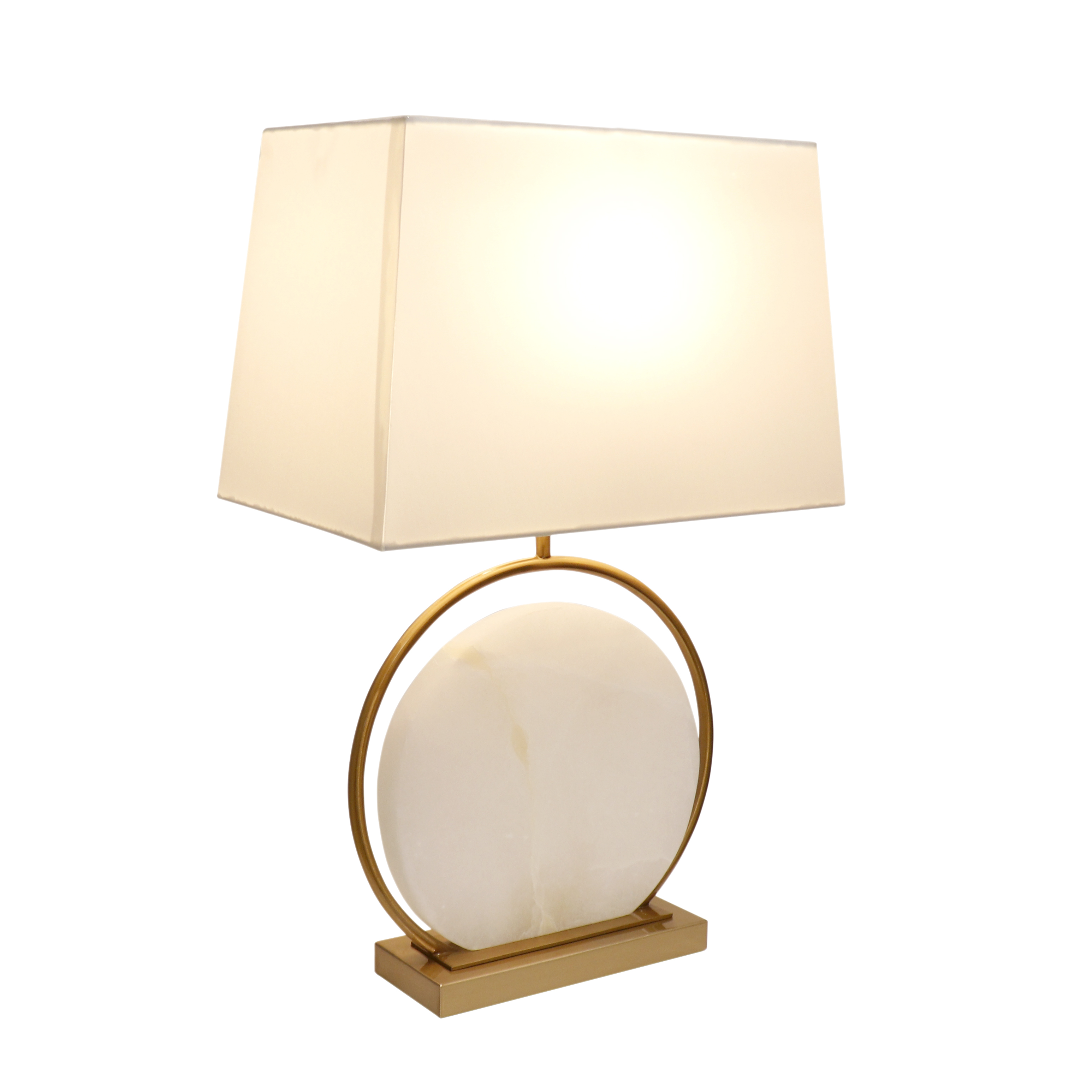 Pasargad - Orb Table Lamp in White/Gold, Metal/Marble