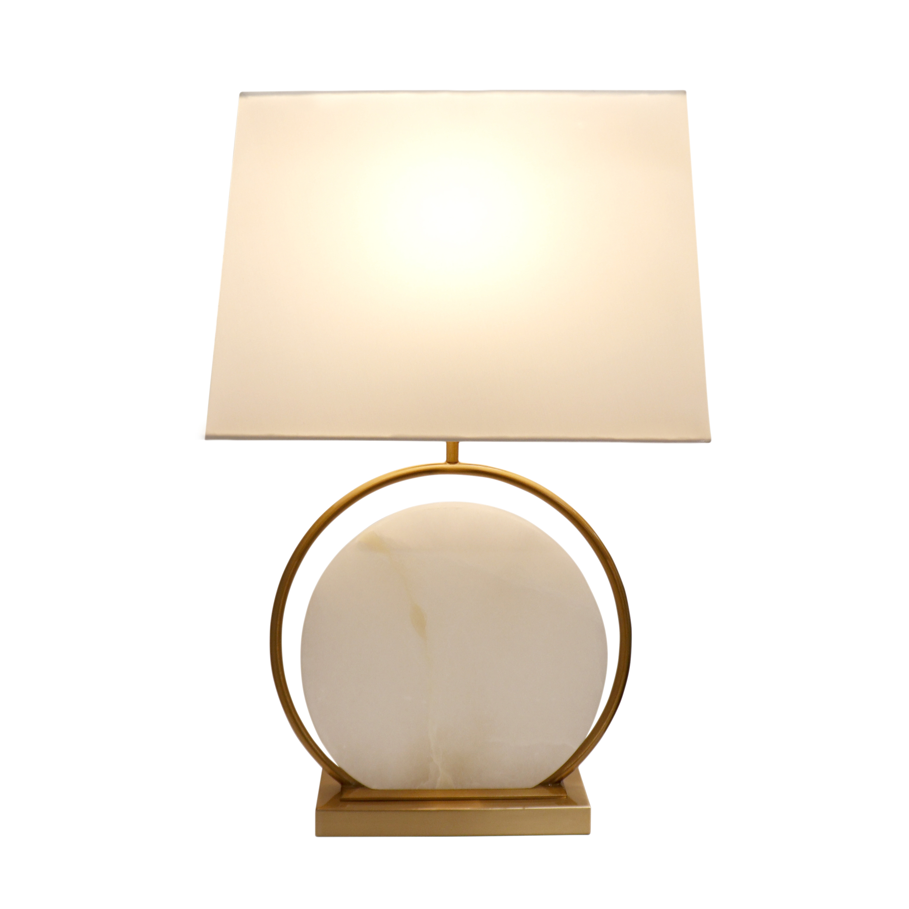 Pasargad - Orb Table Lamp in White/Gold, Metal/Marble